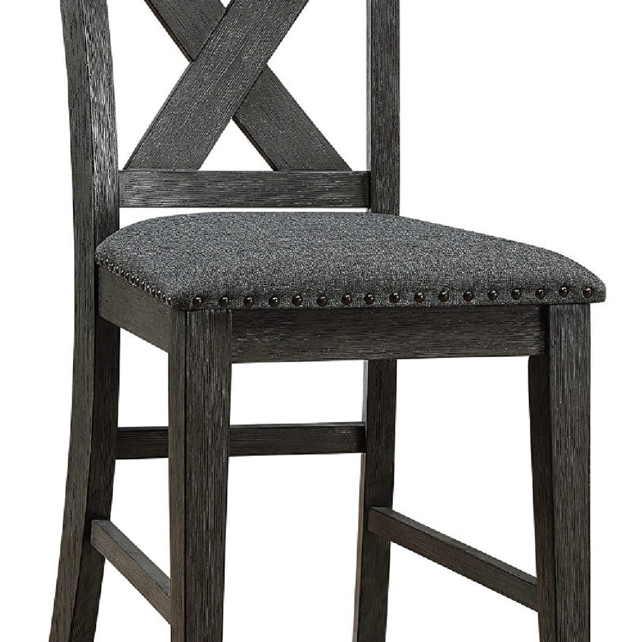 Chair With High X Shaped Back And Nailhead Trim, Brown- Saltoro Sherpi