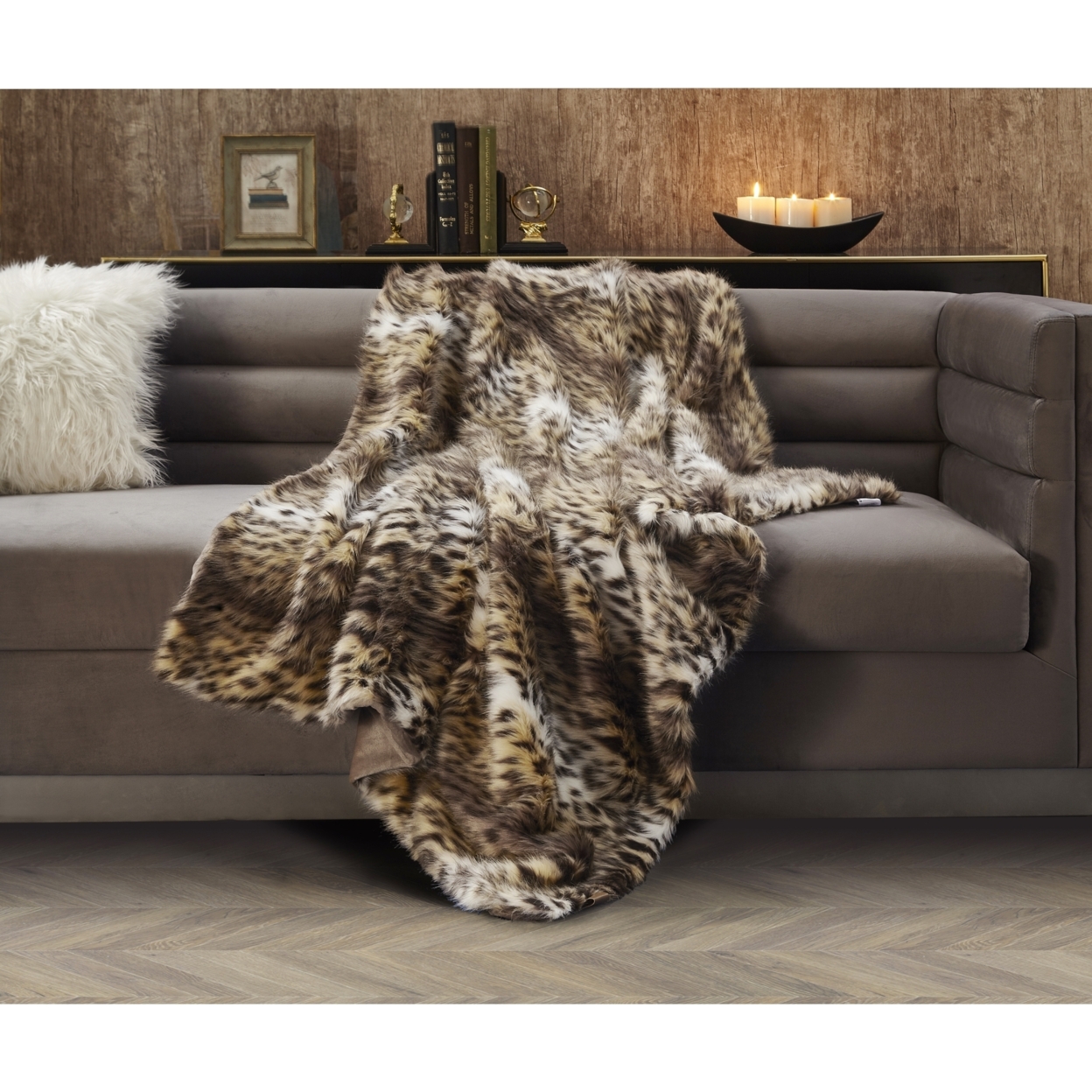 Avani Throw- Faux-Shaggy And Snuggly-Fluffy Cozy Texture - Brown Leopard