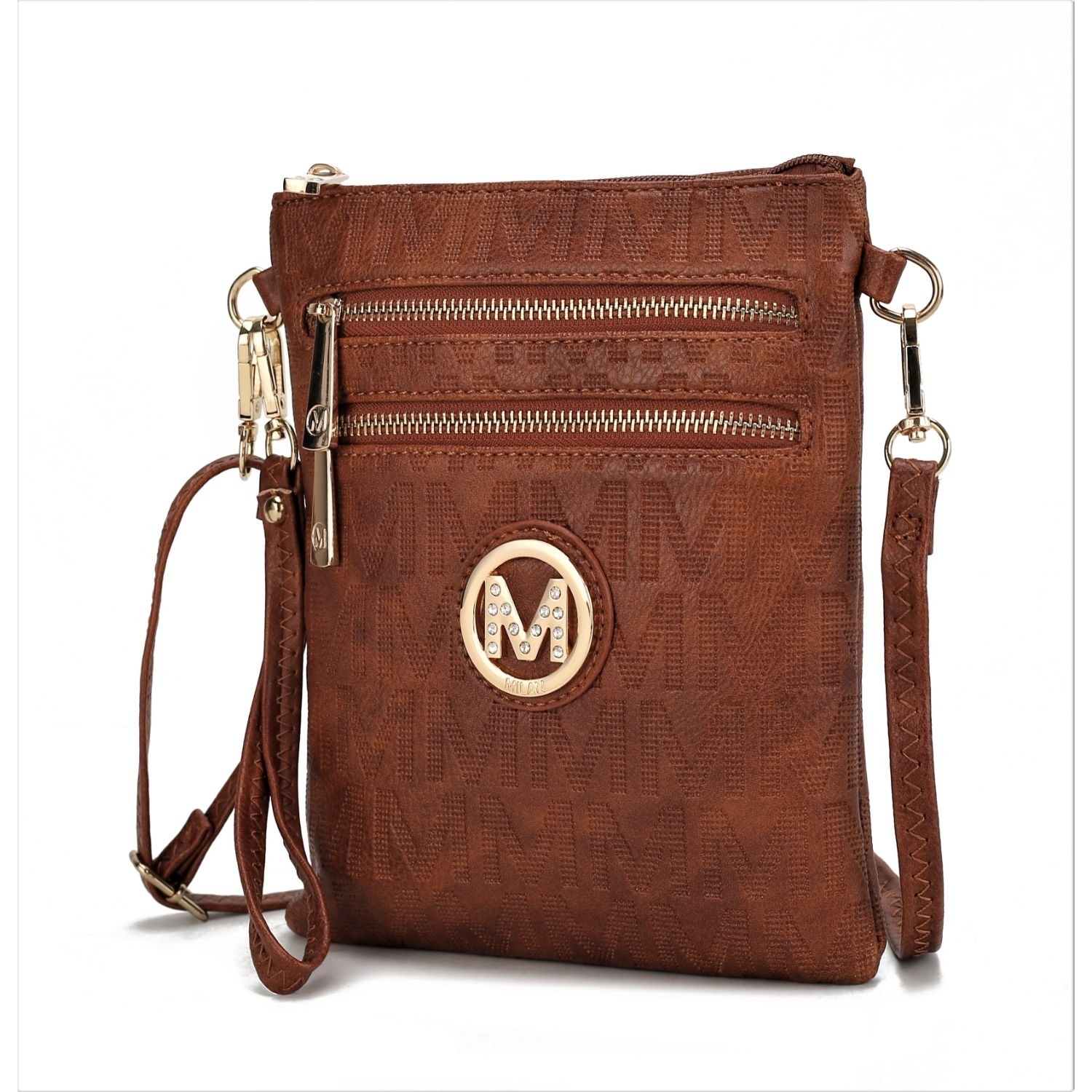 MKF Collection Andrea Milan M Signature Crossbody Handbag By Mia K - Camel