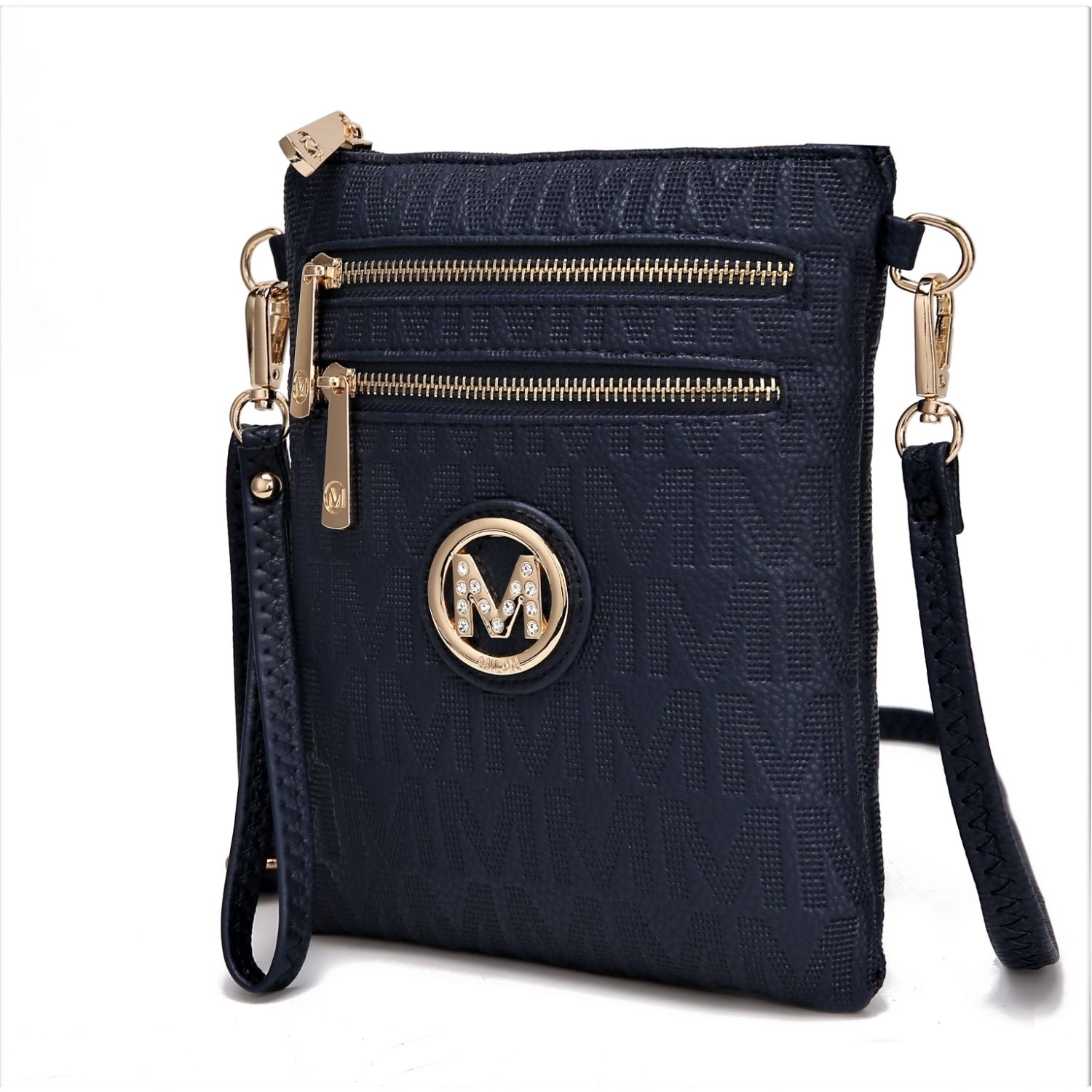 MKF Collection Andrea Milan M Signature Crossbody Handbag By Mia K - Navy