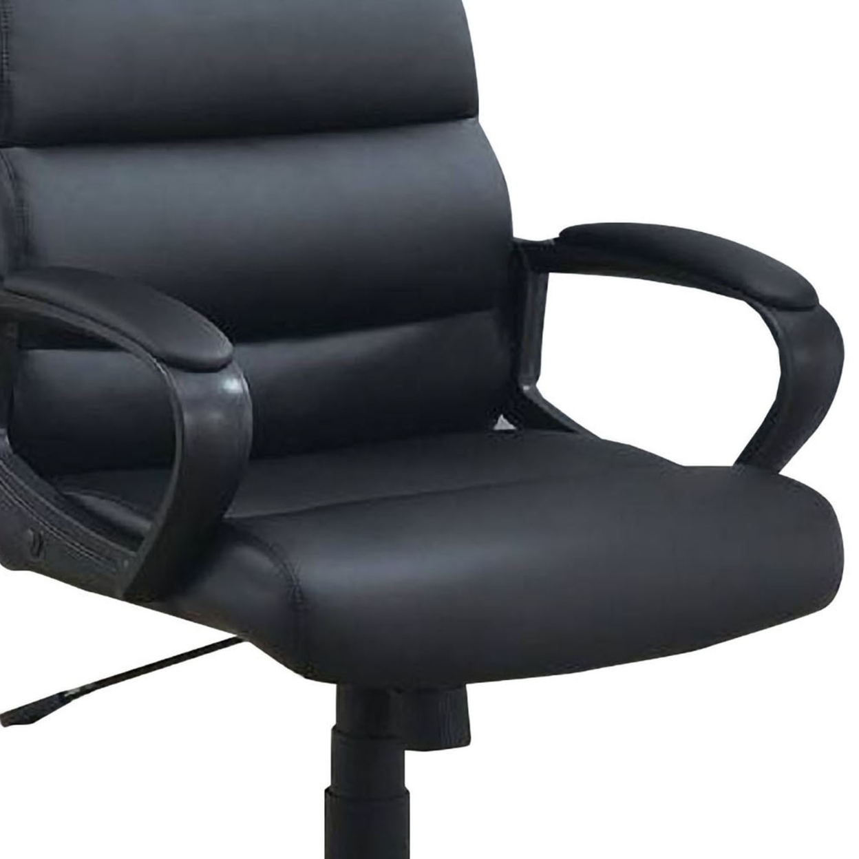 Office Chair With Horizontally Tufted Padded Back, Black- Saltoro Sherpi