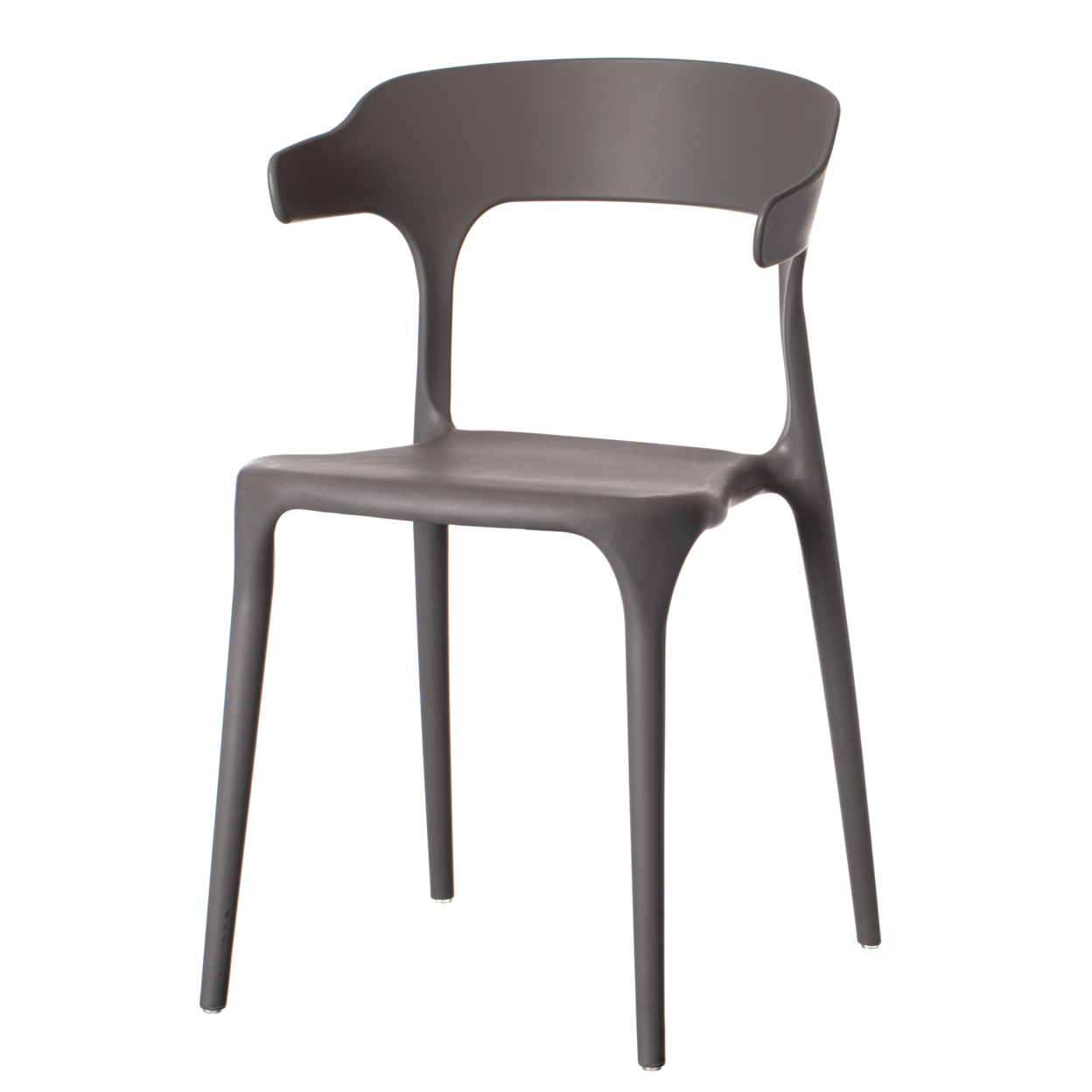 Modern Plastic Outdoor Dining Chair With Open U Shaped Back - Single Gray
