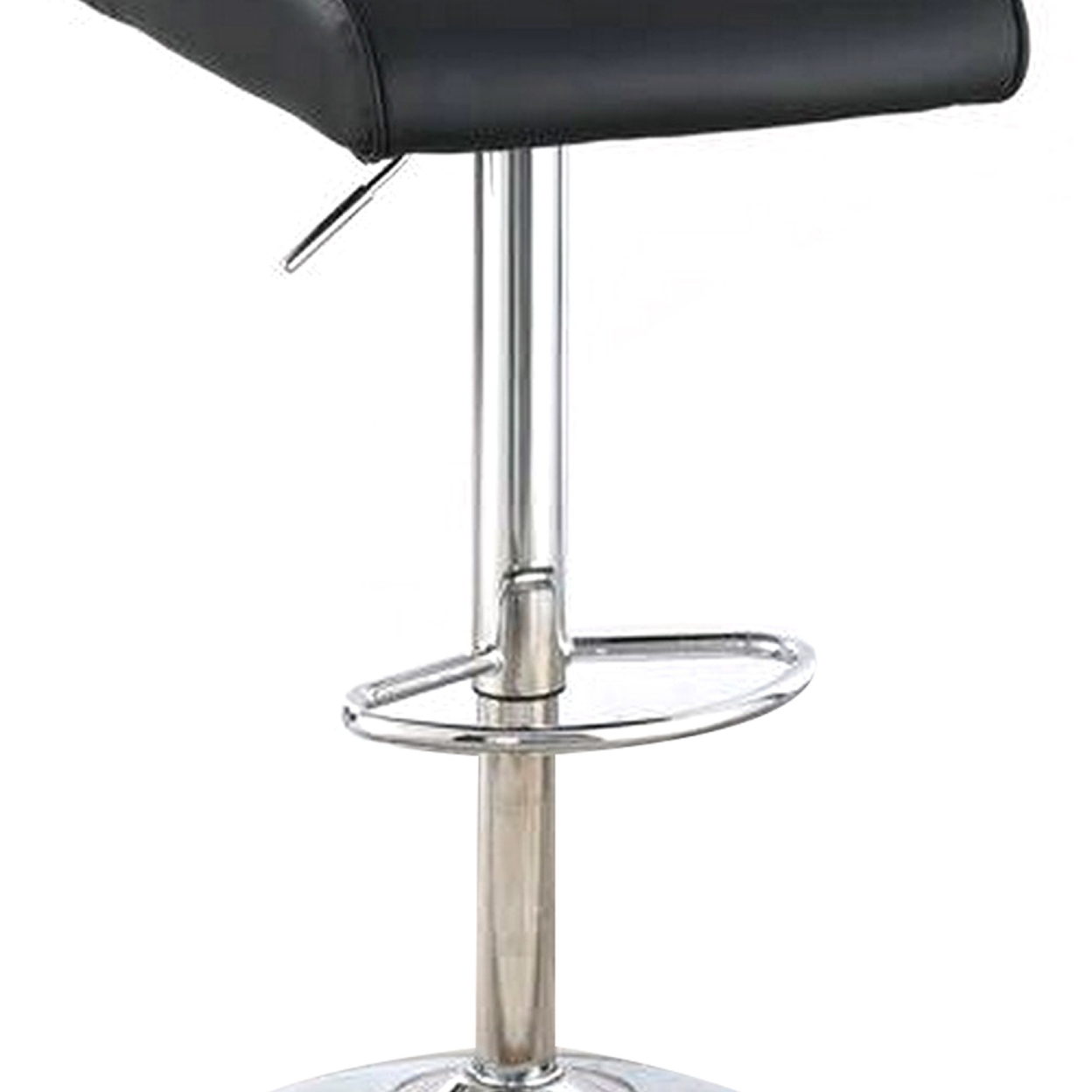 Adjustable Barstool With Rolled Button Tufted Back, Set Of 2, Black- Saltoro Sherpi