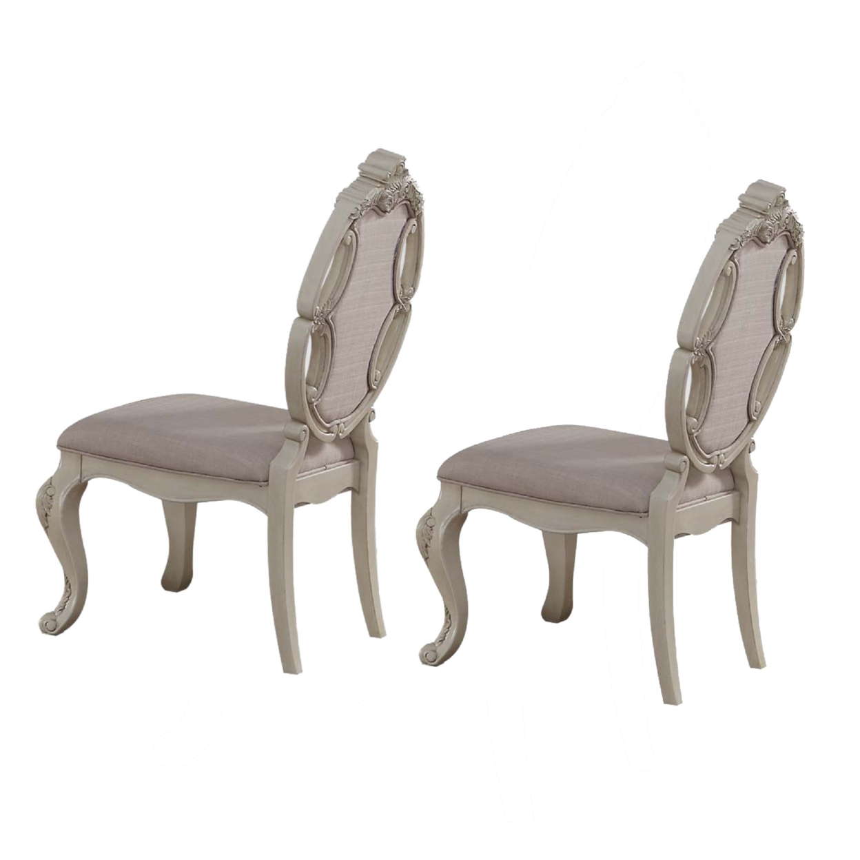 26 Inch Wide Upholstered Dining Side Chair, Set Of 2, White- Saltoro Sherpi