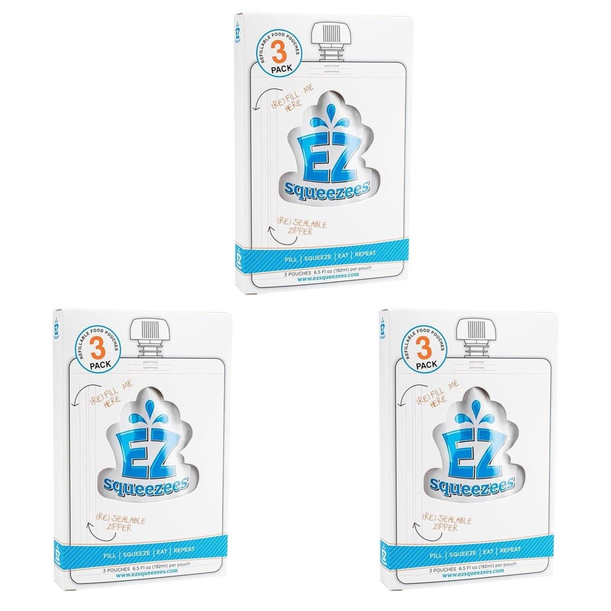 EZ Squeezees Reusable Squeeze Food Pouch 12pk Storage Toddler Kids Refill 894-0001-12pk