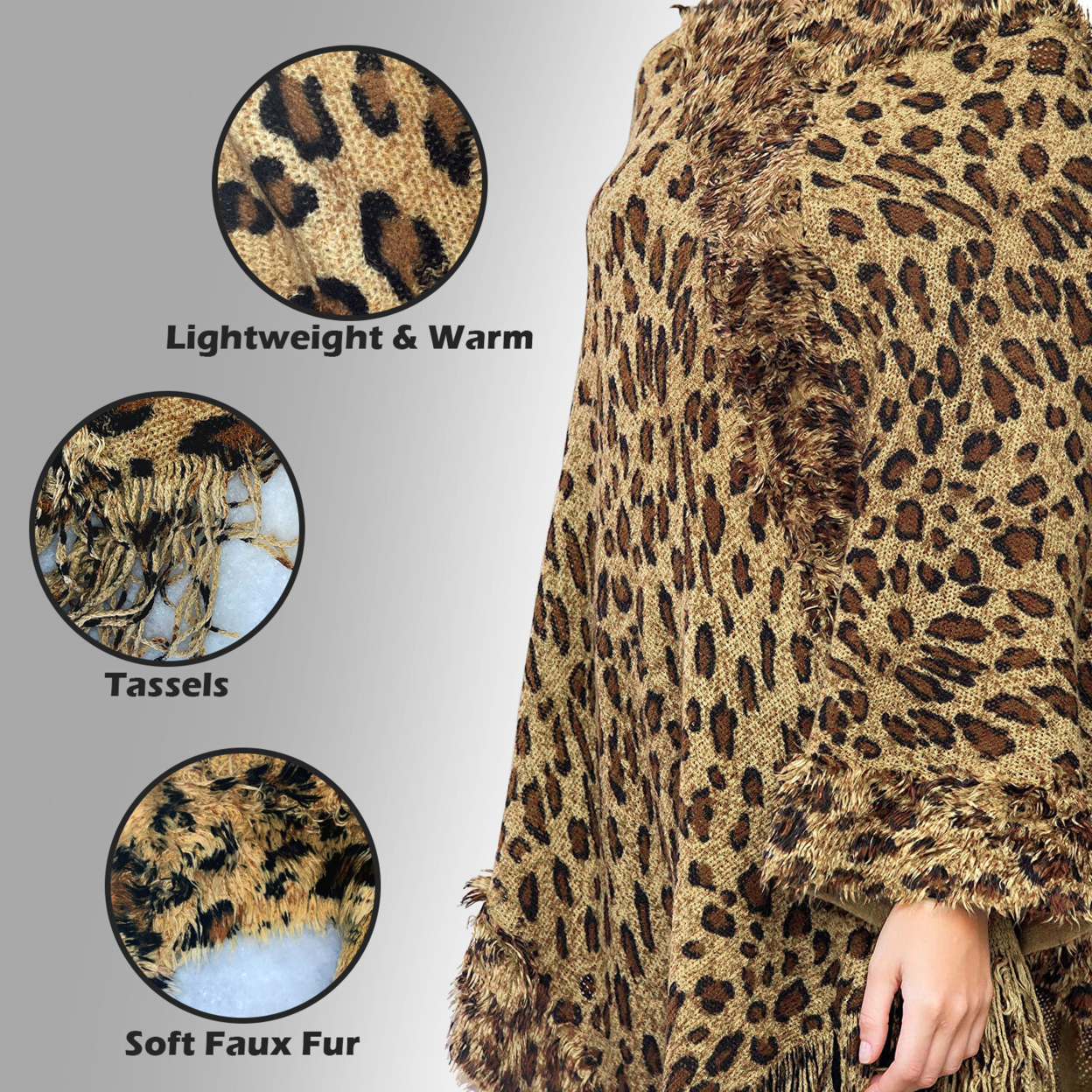 2-Pack: Women's Ultra-Warm Ponchos W/ Fringes - Solid Print