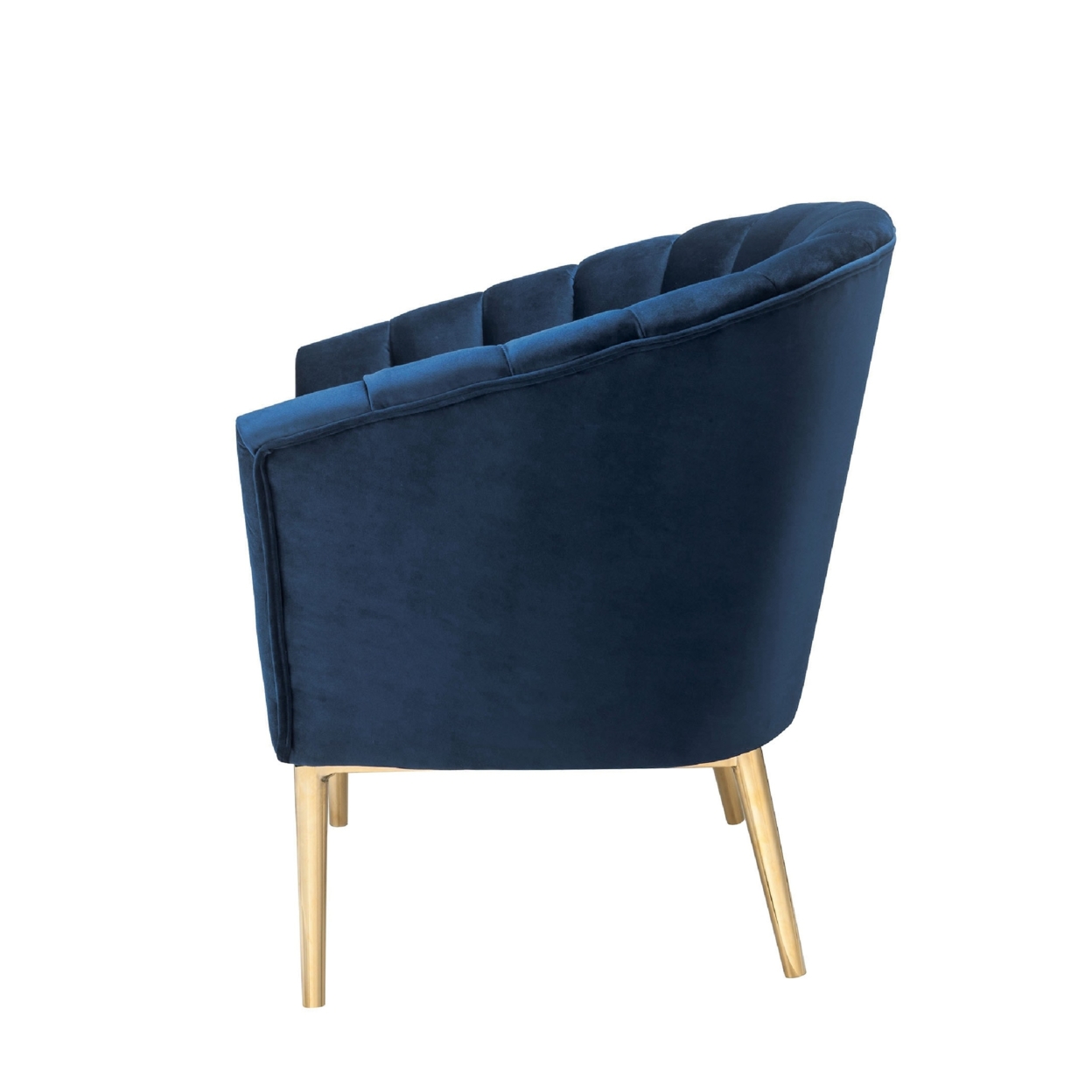 31 Inch Wide Upholstered Accent Armchair, Metal, Blue, Gold- Saltoro Sherpi
