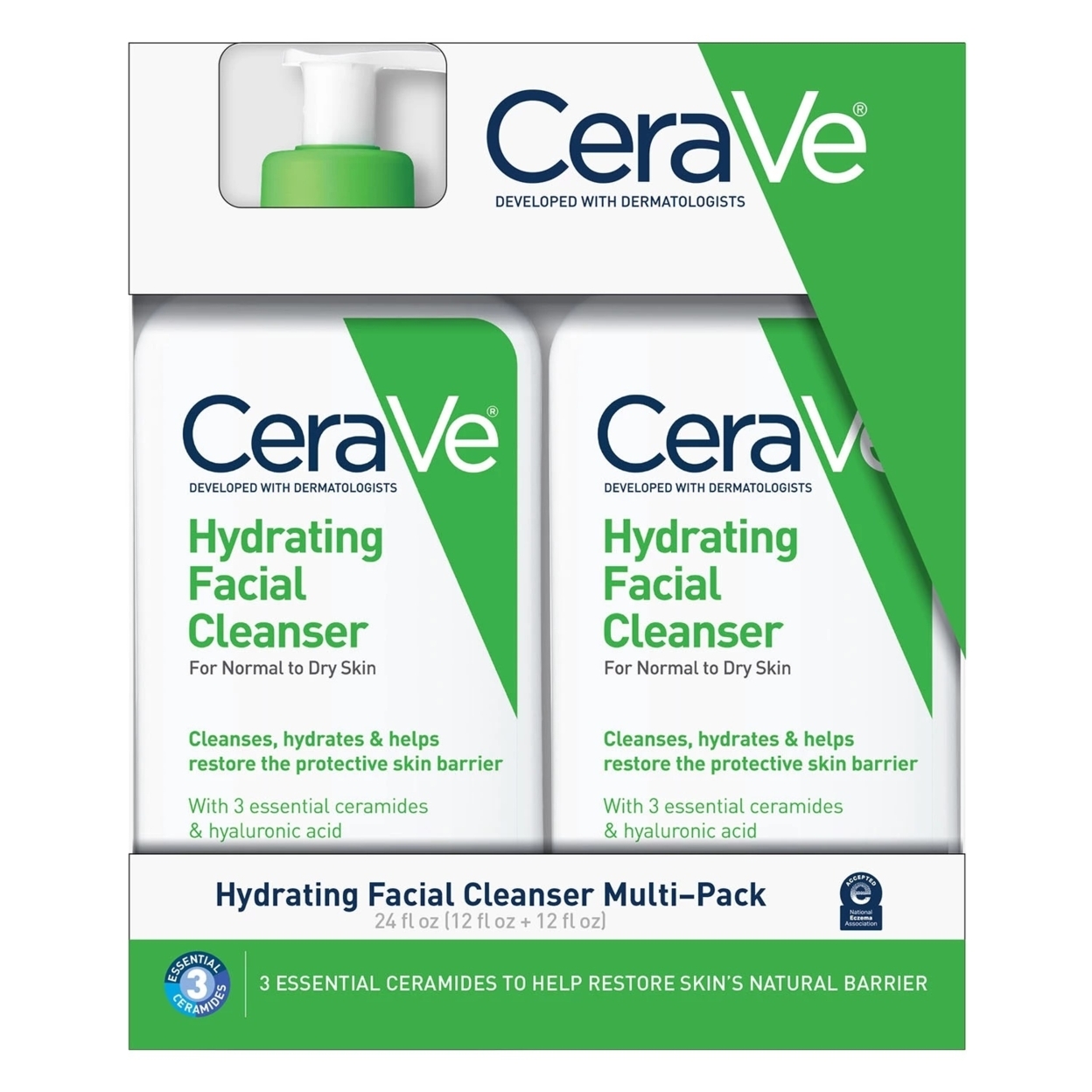 CeraVe Gentle Hydrating Facial Cleanser, 12 Ounce (Pack Of 2)