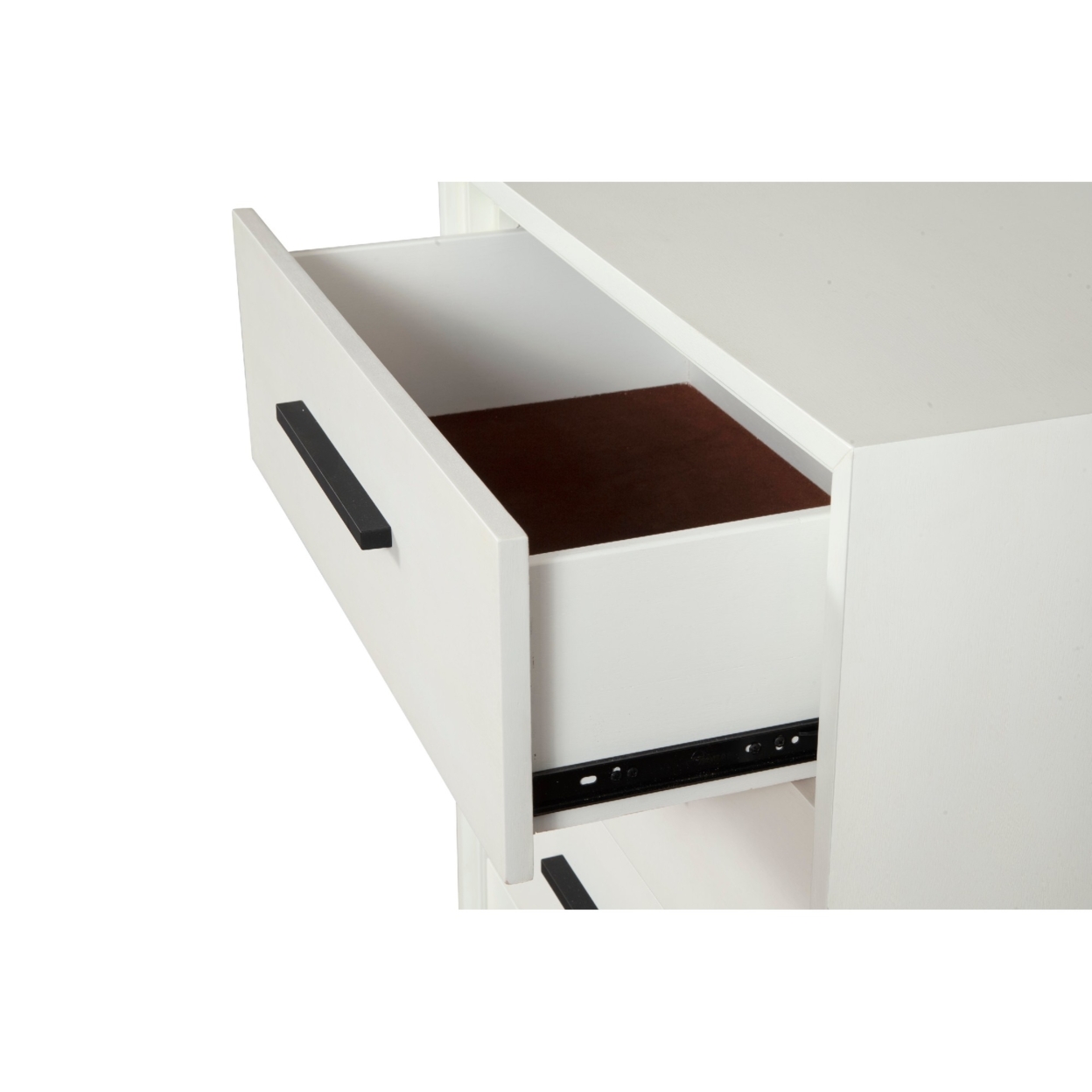 Chest With 3 Drawers And Wooden Frame, Off White- Saltoro Sherpi