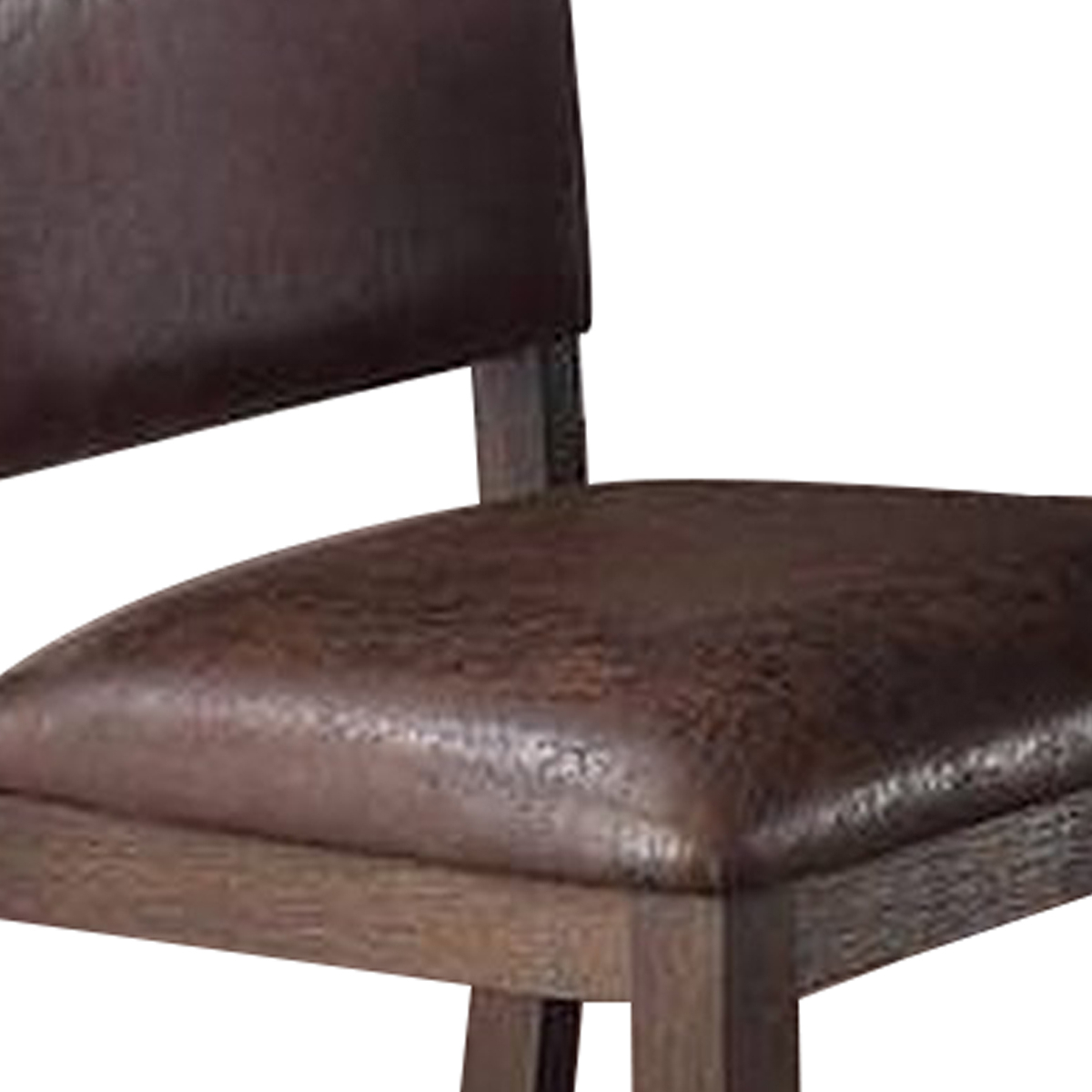 Counter Height Chair With Leatherette Seat And Rivets, Set Of 2, Brown- Saltoro Sherpi