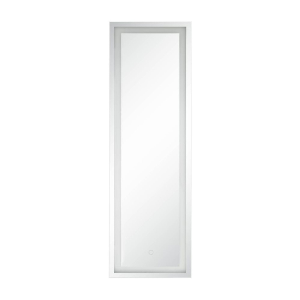 Floor Mirror With LED Touch Light And Rectangular Shape, Silver- Saltoro Sherpi