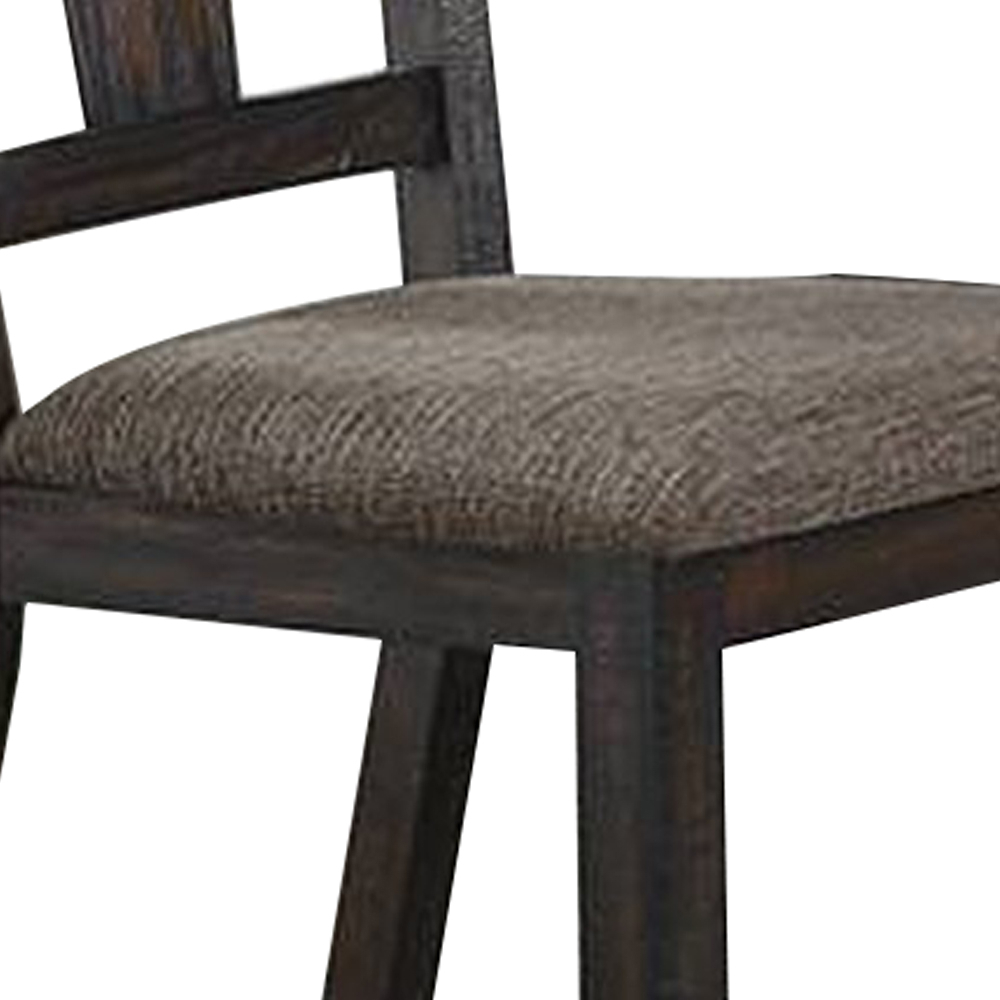 Side Chair With Padded Seat And Fiddle Back, Set Of 2, Dark Brown- Saltoro Sherpi