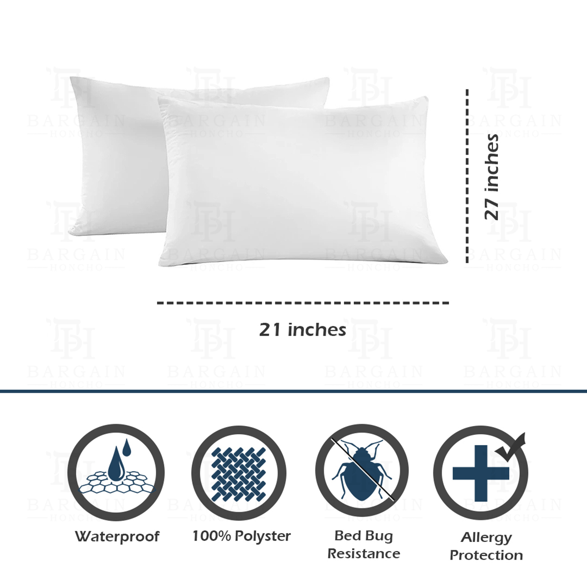 Multi-Pack: Heavyweight Zippered Waterproof Bed Bug/Dust Mite Vinyl Pillow Covers - 2-Pack