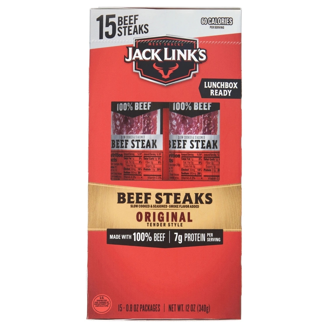 Jack Link’s Original Tender Style Beef Steak, 0.8 Ounce (15 Count)