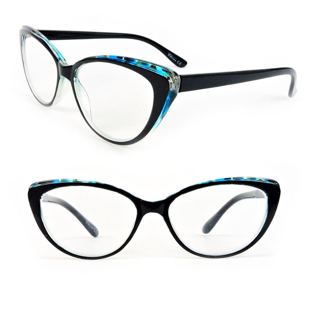 Cat Eye Frame Fashion Women's Reading Glasses - Aqua, +2.75