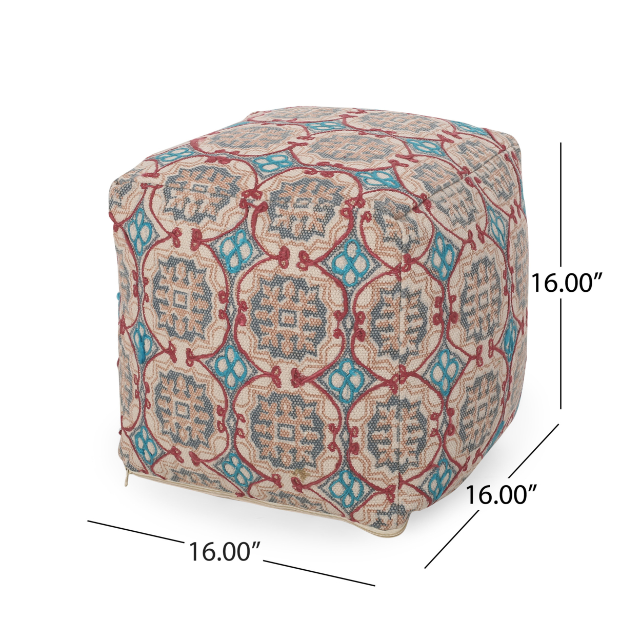 Newalla Handcrafted Boho Fabric Cube Pouf