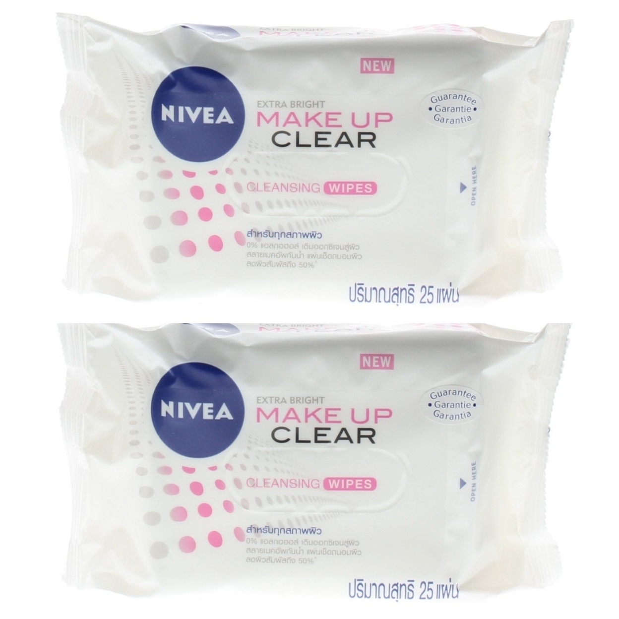 Nivea Make Up Clear Cleansing Wipes (2 Packs Of 25 Wipes- Total 50 Wipes)