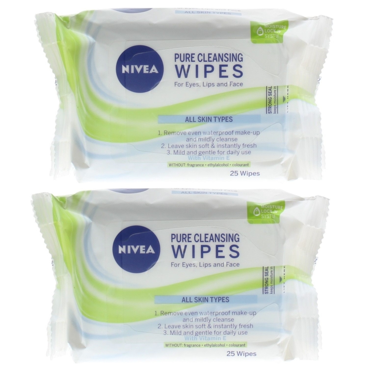 Nivea Pure Cleansing Face Wipes (2 Packs Of 25 Wipes- Total 50 Wipes)