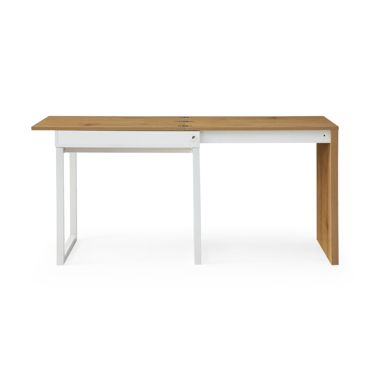 Ashly Desk-Extendable, Space Saving Design-2 Top Open Storage Compartments-A Lock With A Key - Natural/white