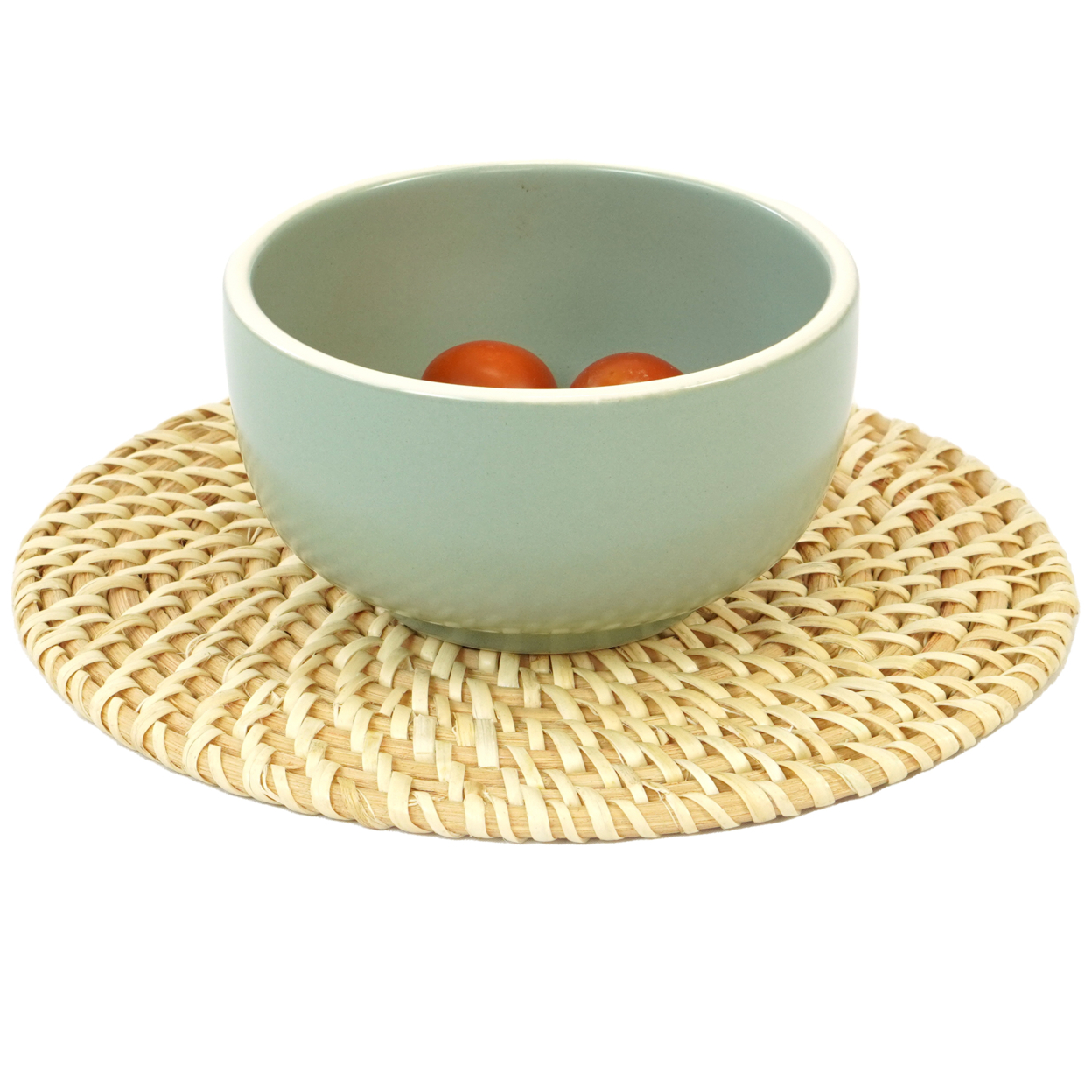 Set Of 4 Decorative Round Natural Woven Handmade Rattan Placemats - Medium