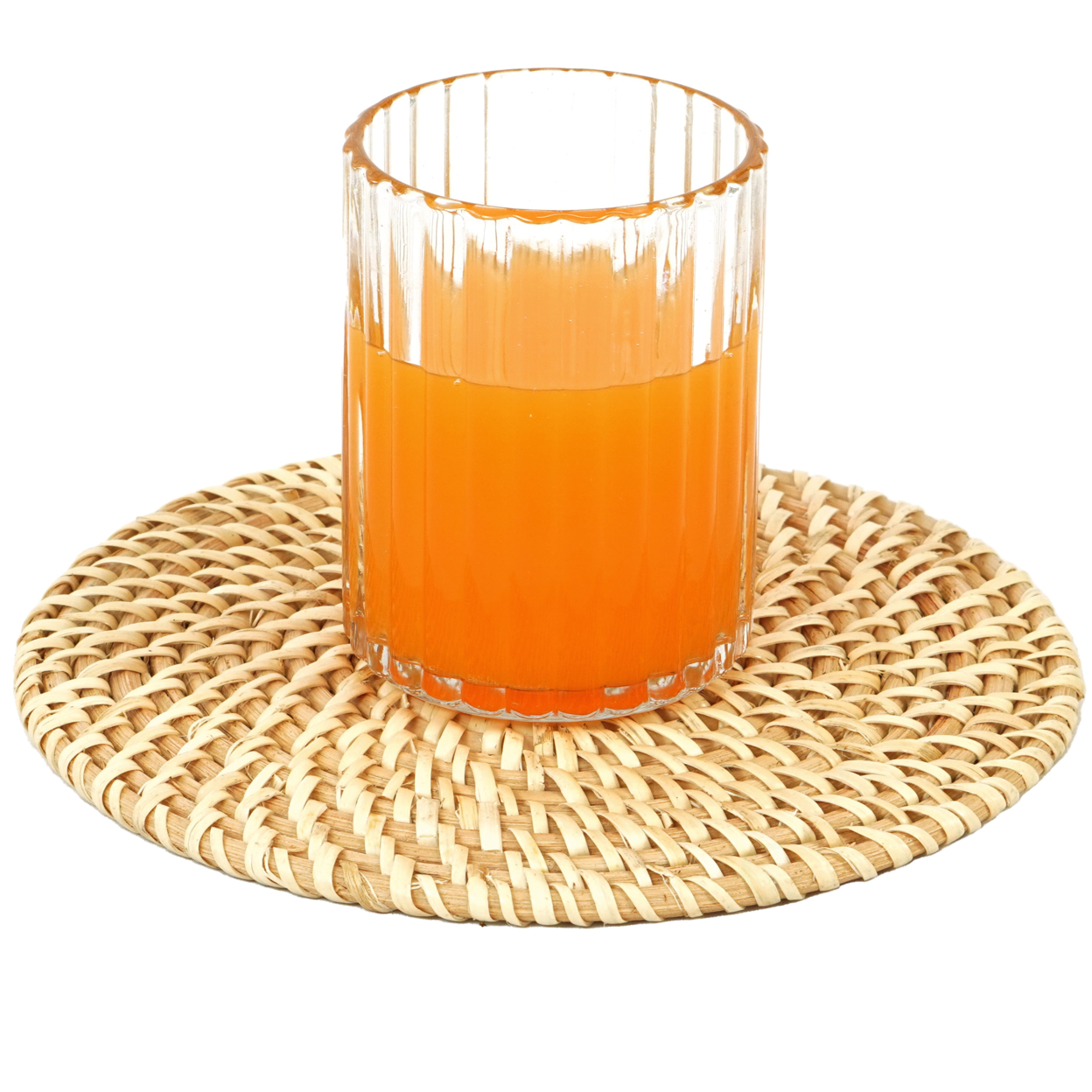 Set Of 4 Decorative Round Natural Woven Handmade Rattan Placemats - Large