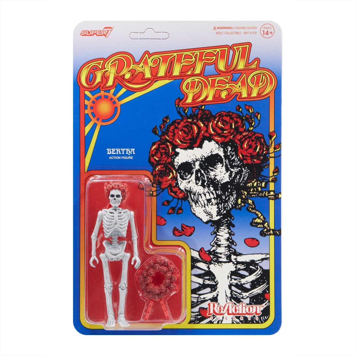 Grateful Dead Bertha Skull & Roses 50th Anniversary Album Figure Super7