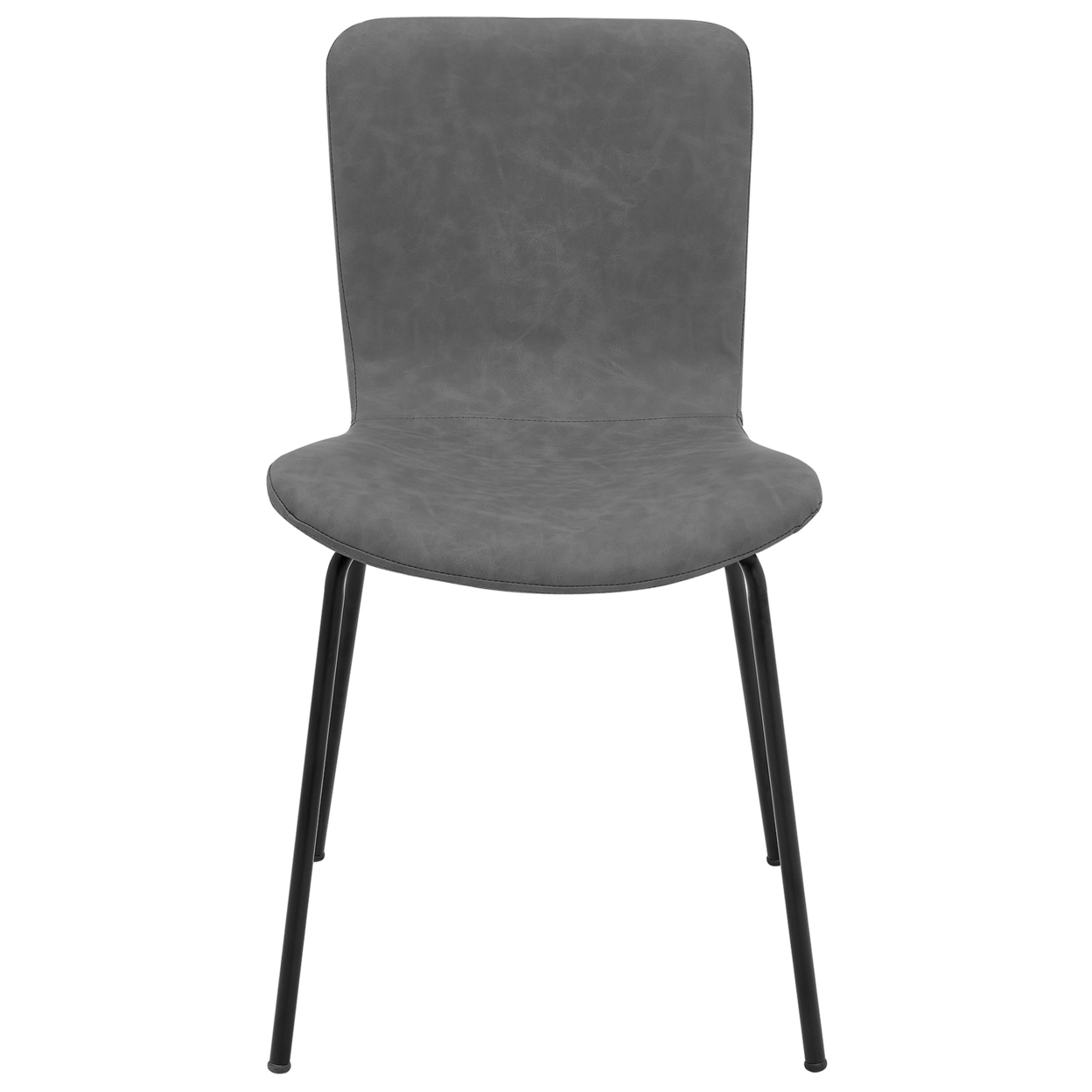 Metal And Leatherette Dining Chair, Set Of 2, Gray And Black- Saltoro Sherpi