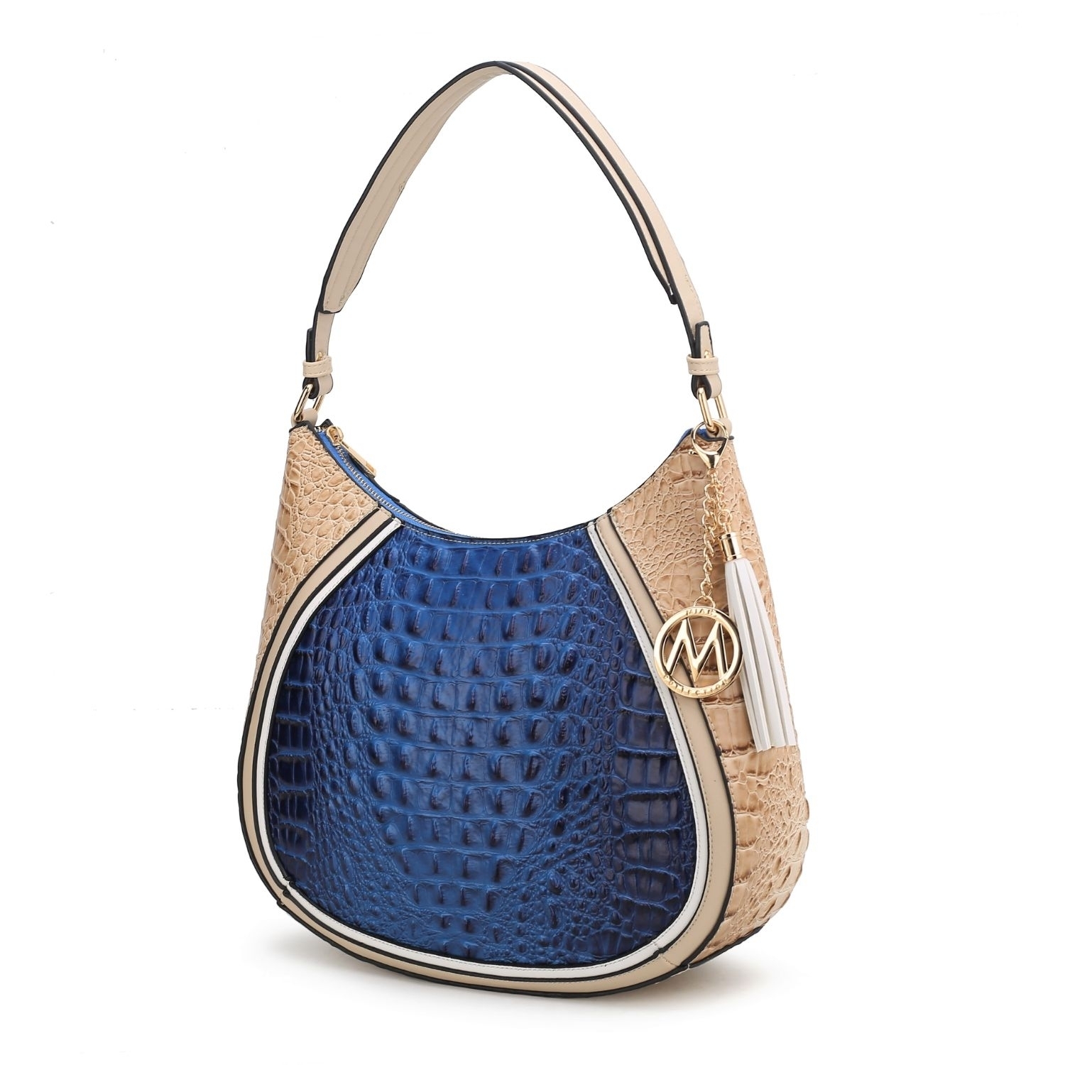 MKF Collection Nayra Embossed Hobo Handbag By Mia K. - Navy Beige