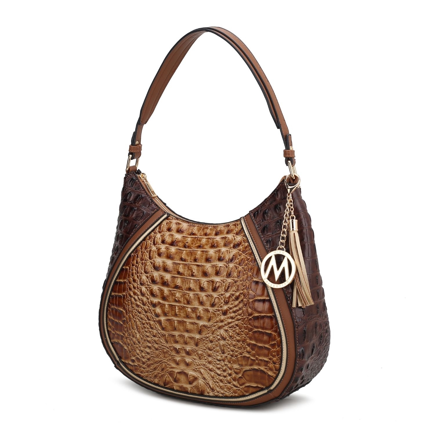 MKF Collection Nayra Embossed Hobo Handbag By Mia K. - Taupe Chocolate