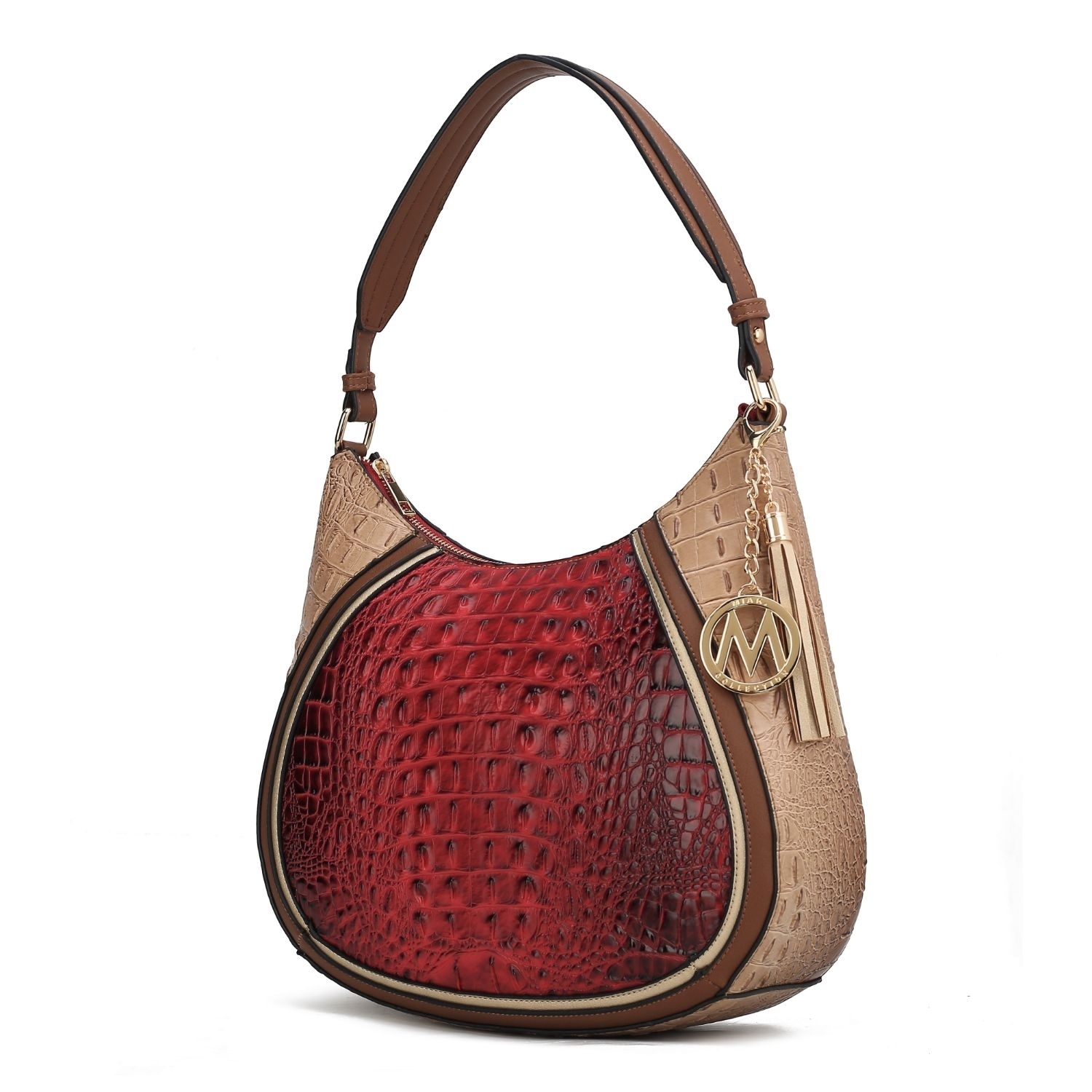 MKF Collection Nayra Embossed Hobo Handbag By Mia K. - Red Taupe