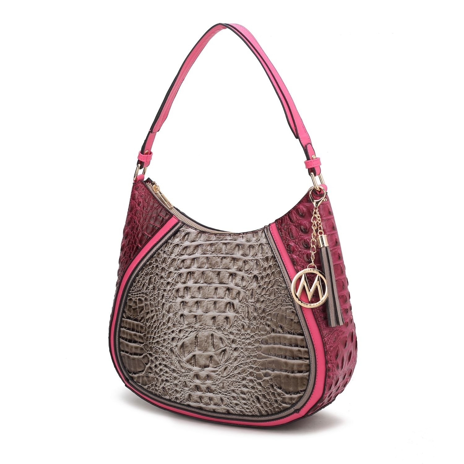 MKF Collection Nayra Embossed Hobo Handbag By Mia K. - Gray Pink