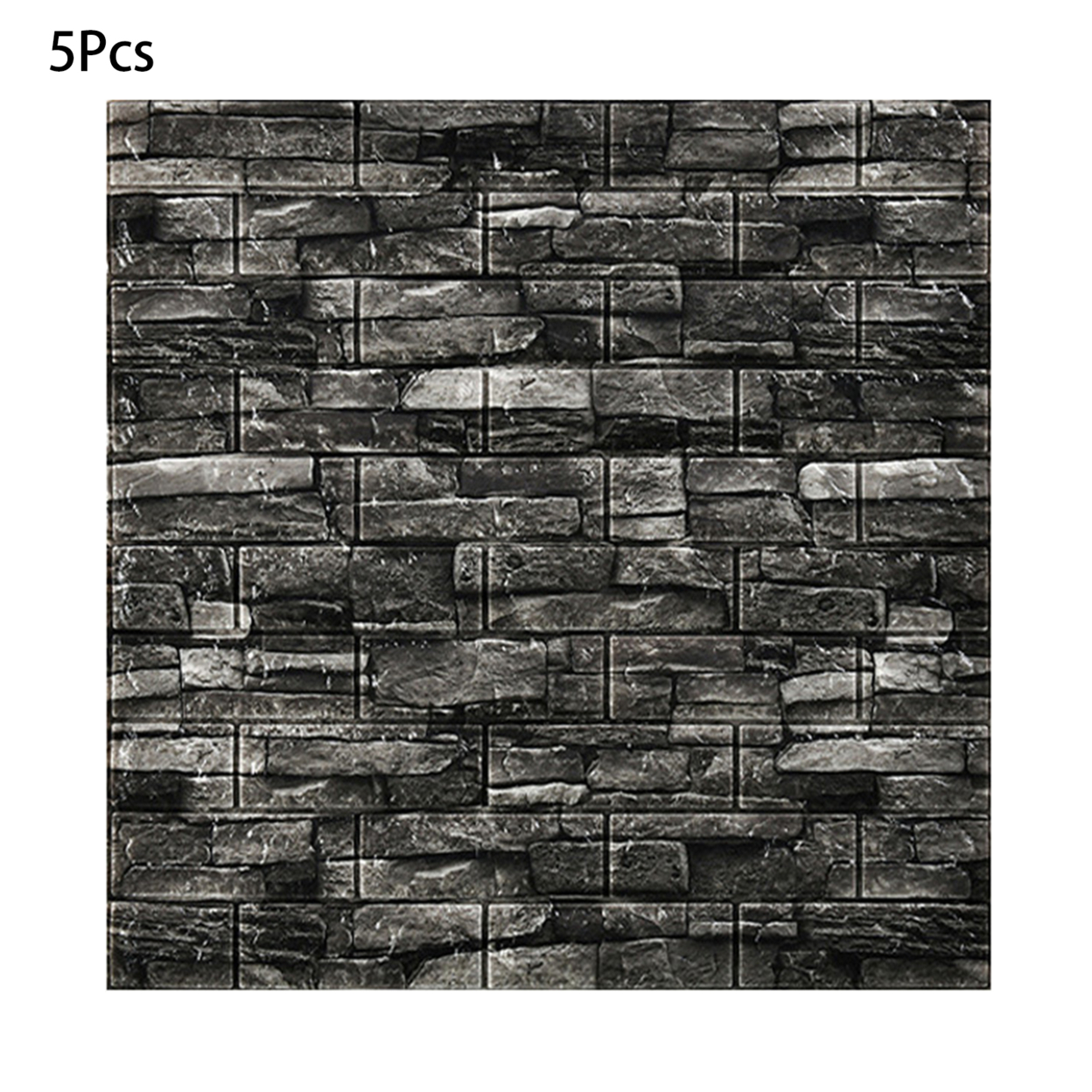 5Pcs Wall Stickers Lightweight Nice-looking Convenient 3D Wall Decals Brick Pattern Wallpapers for Home - black
