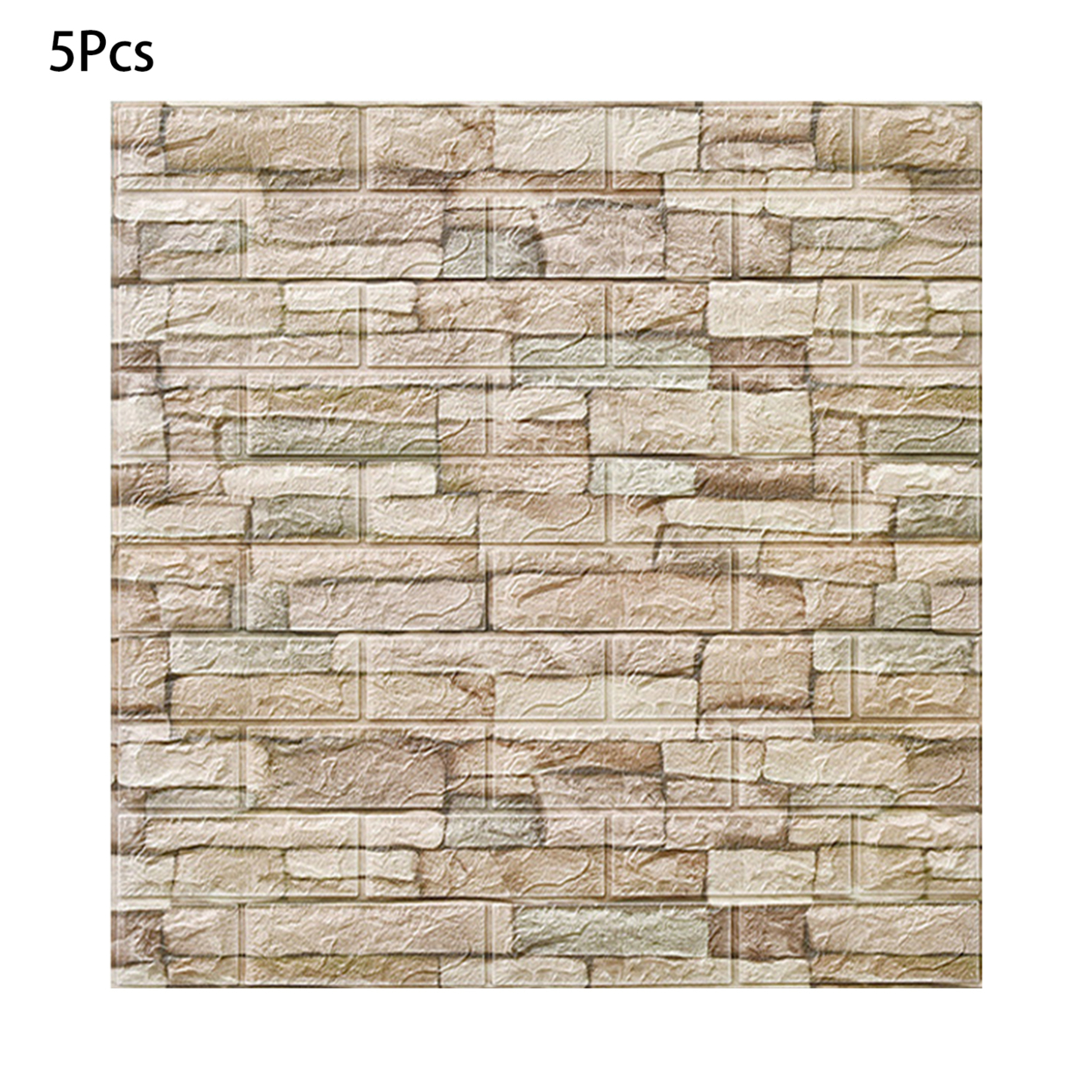 5Pcs Wall Stickers Lightweight Nice-looking Convenient 3D Wall Decals Brick Pattern Wallpapers for Home - cream - beige