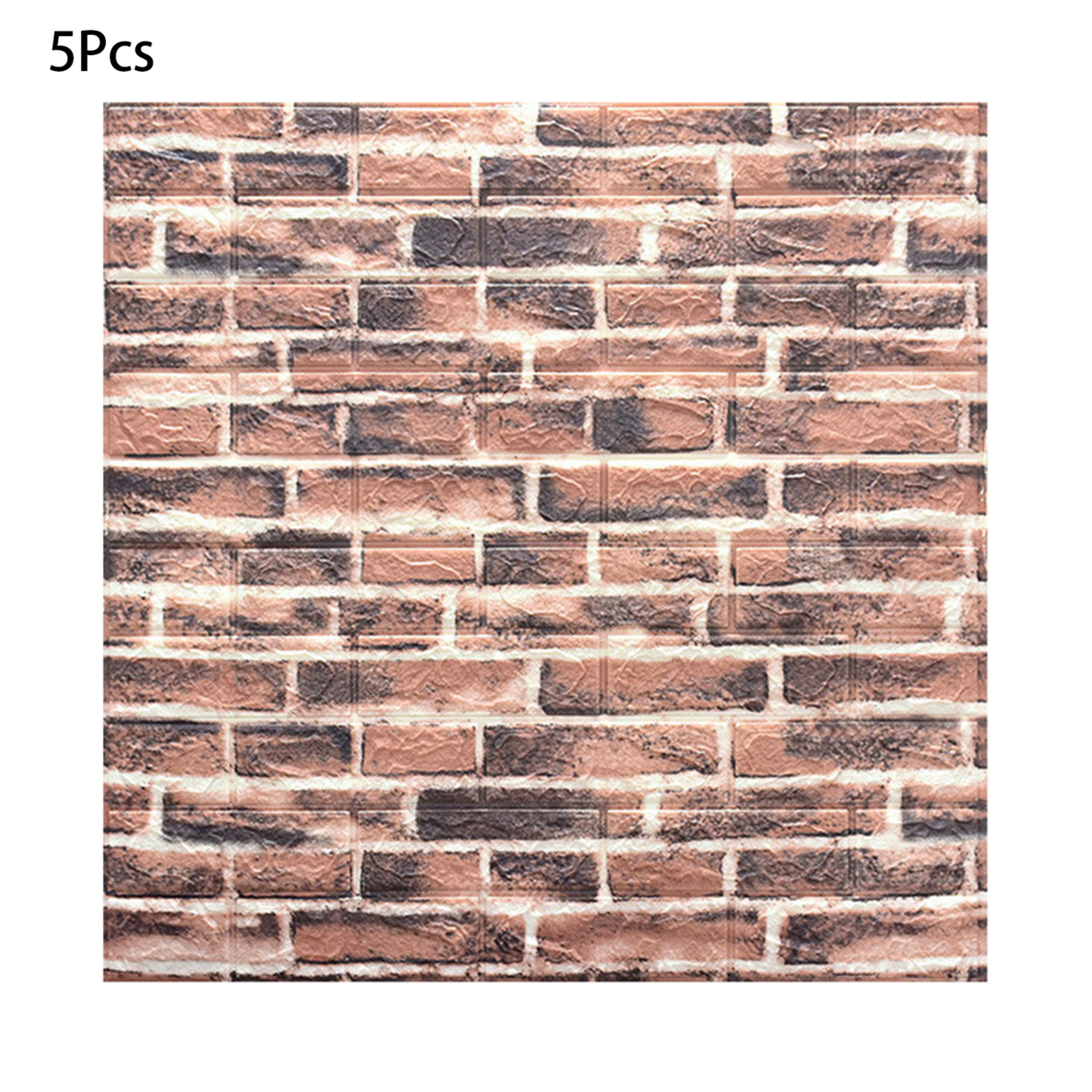 5Pcs Wall Stickers Lightweight Nice-looking Convenient 3D Wall Decals Brick Pattern Wallpapers for Home - brick red
