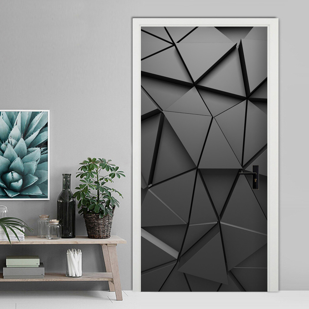 3D Geometric Waterproof PVC Door Wall Sticker Home Living Room Art Decor Decal