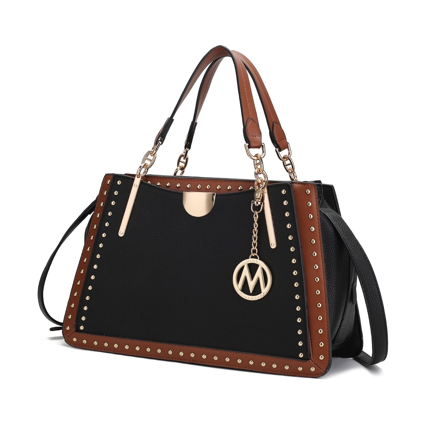 MKF Collection Aubrey Satchel Handbag By Mia K. - Cognac-Black