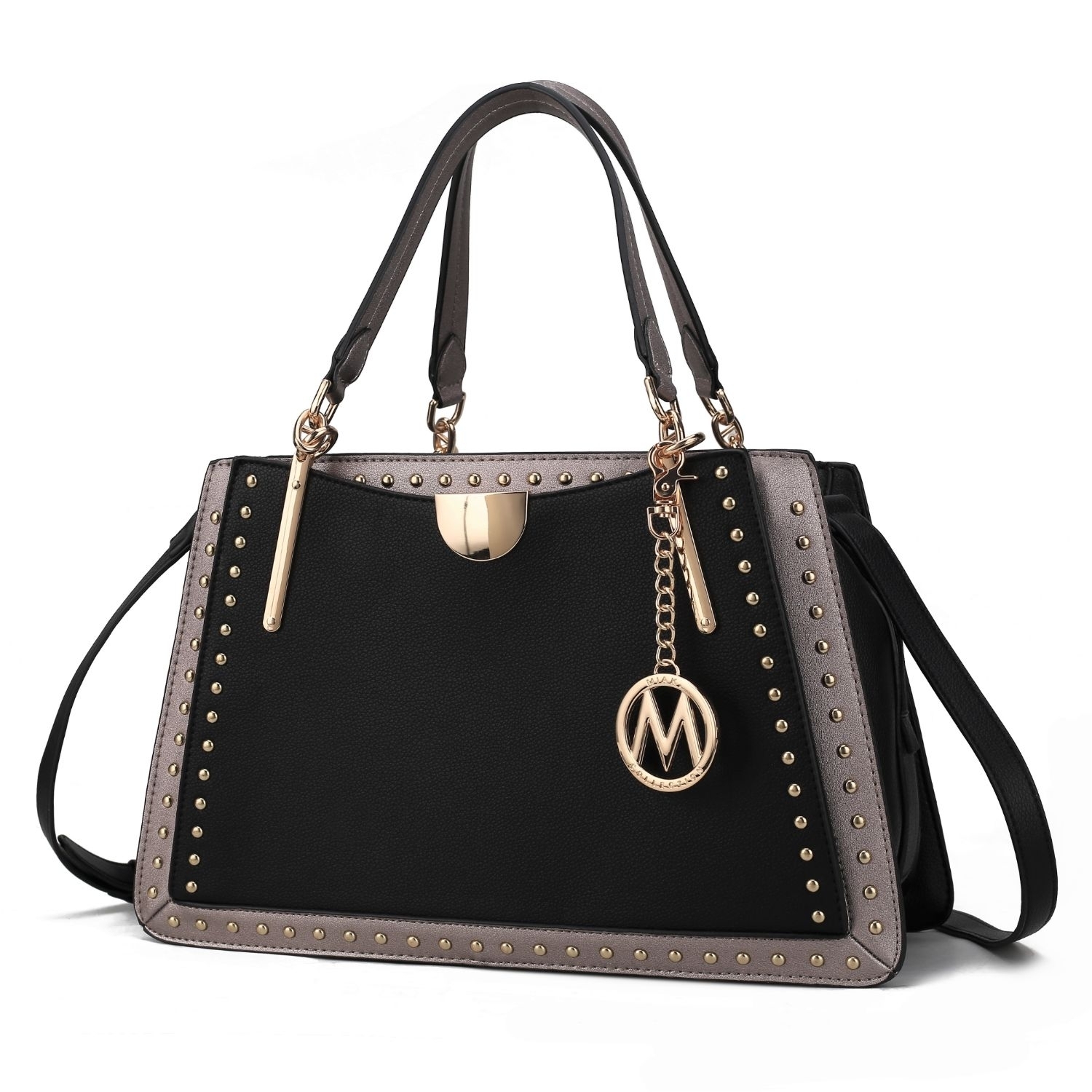 MKF Collection Aubrey Satchel Handbag By Mia K. - Black-Pewter