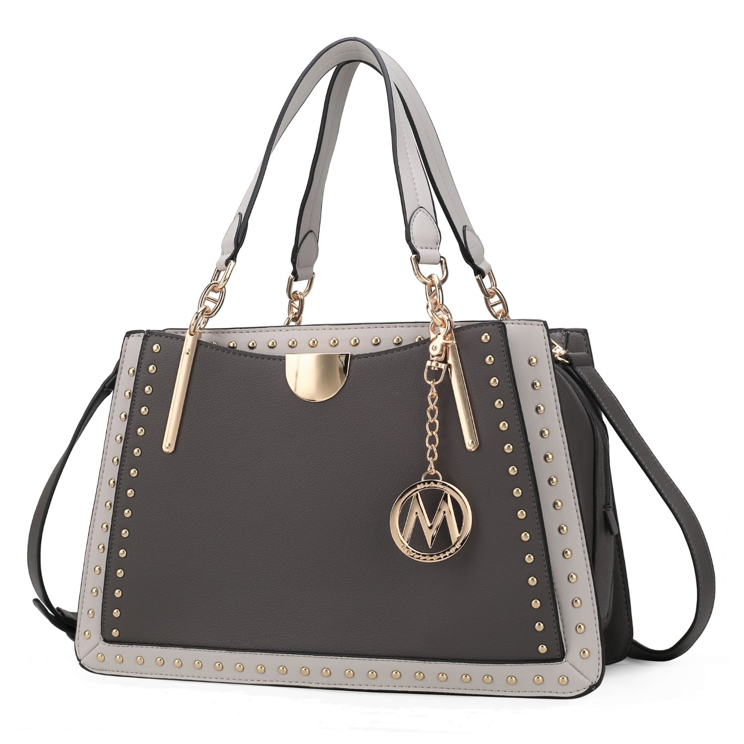 MKF Collection Aubrey Satchel Handbag By Mia K. - Charcoal-Light Grey