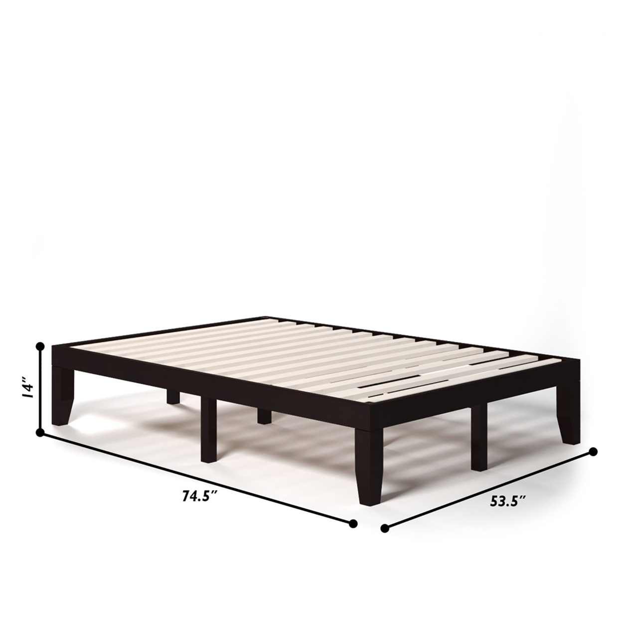 14'' Full Size Wooden Platform Bed Frame W/ Strong Slat Support - Espresso