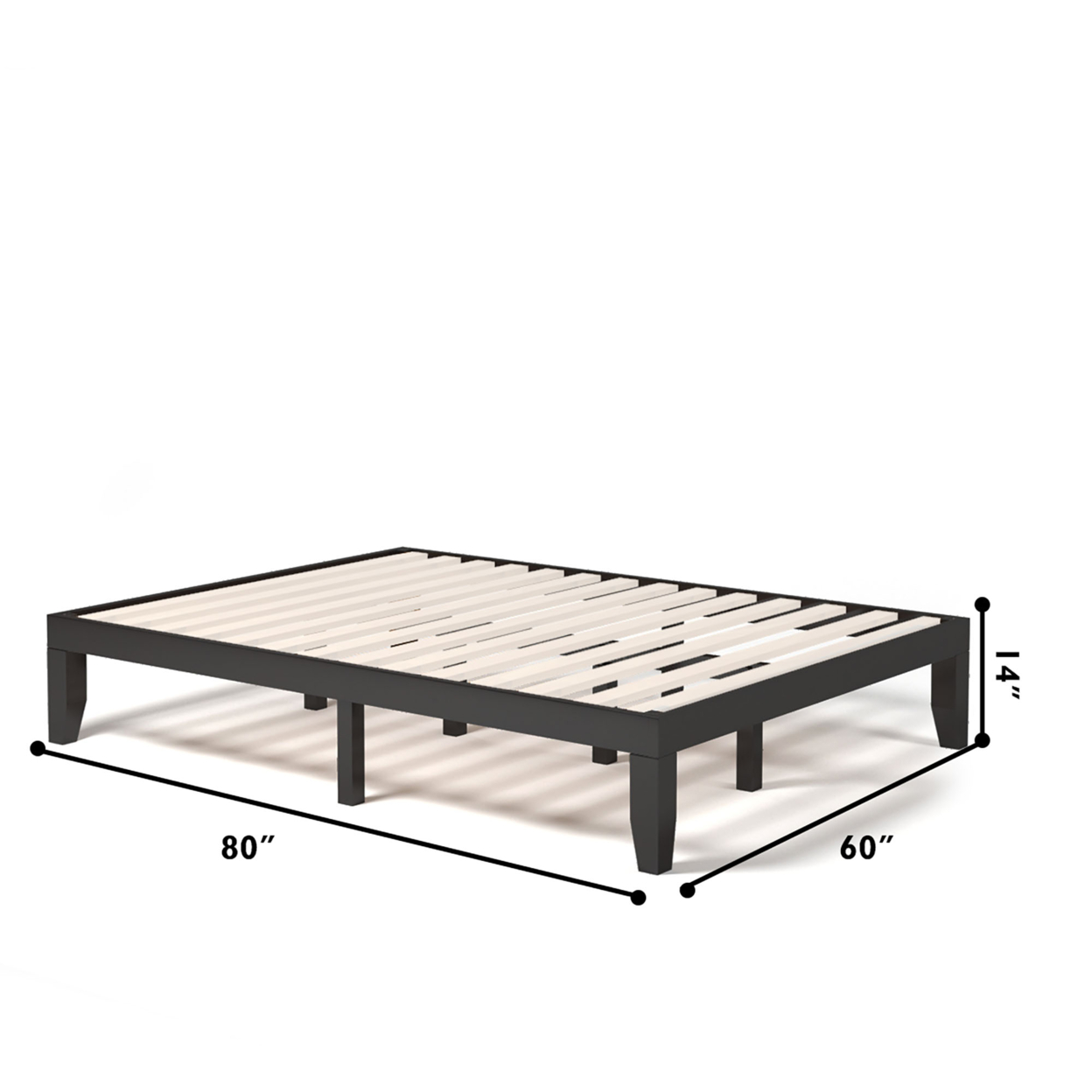 14'' Queen Size Wooden Platform Bed Frame W/ Strong Slat Support - Espresso