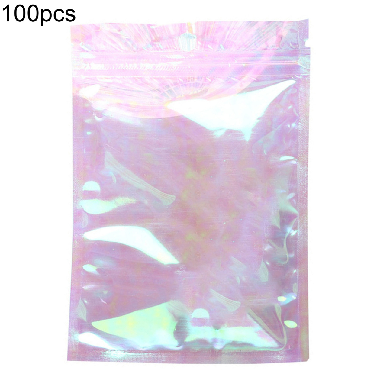 100Pcs Holographic Bags Dust-proof Large Capacity PET Flat Clear Zippered Resealable Bags for Jewelry - 18x26cm