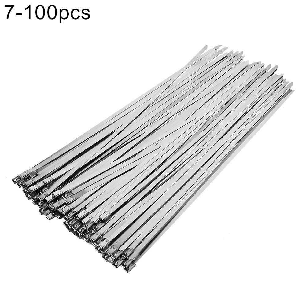 100Pcs 304 Stainless Steel Coated Multi-Purpose Locking Cable Metal Zip Ties - #07