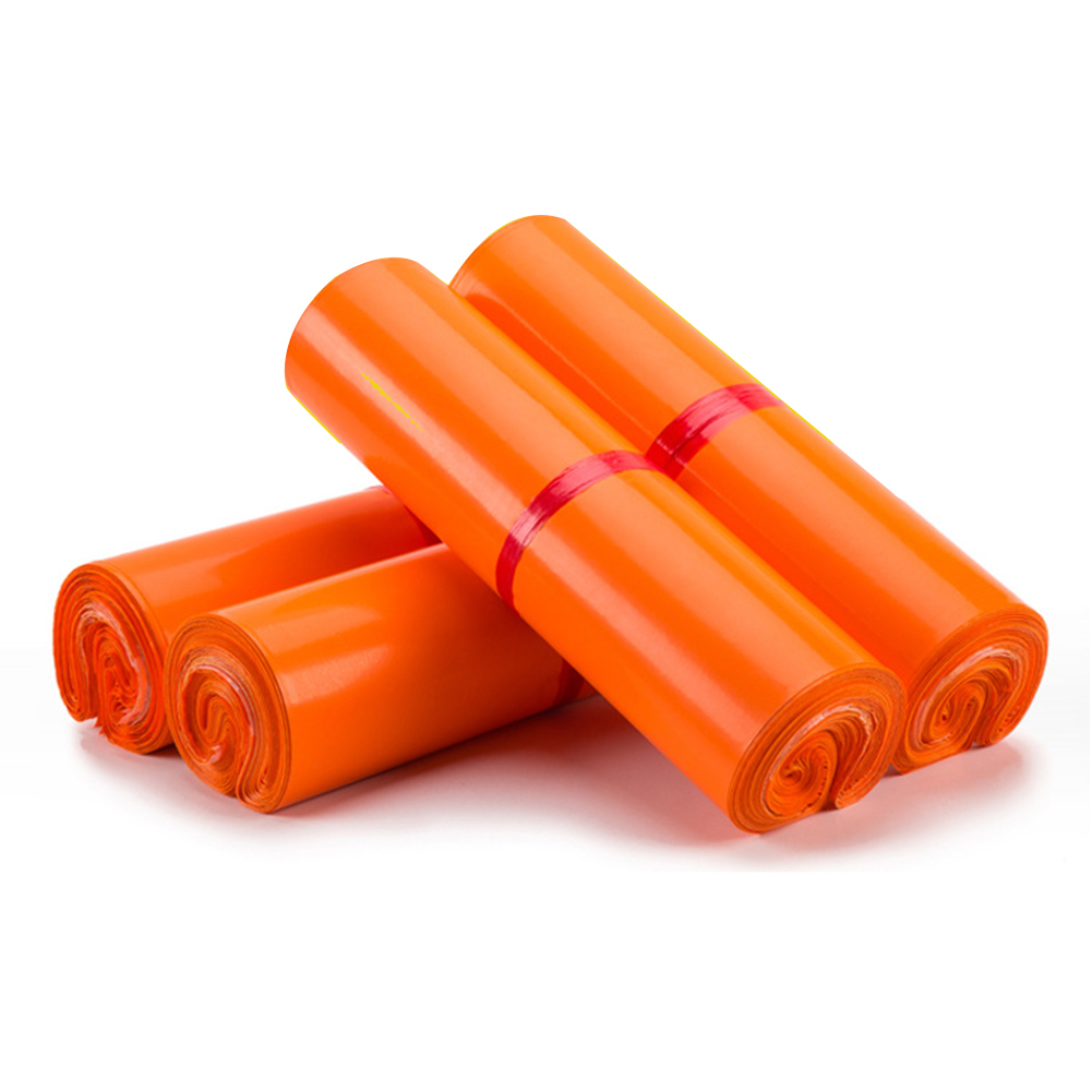 100Pcs Courier Bags Shipping Envelope Mailing Self-Adhesive Seal Plastic Pouches - orange, 28x42cm