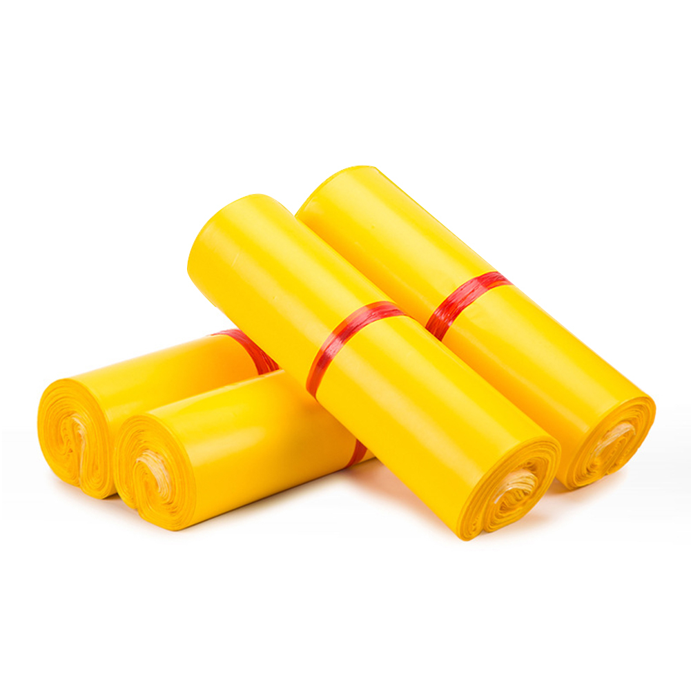 100Pcs Courier Bags Shipping Envelope Mailing Self-Adhesive Seal Plastic Pouches - lemon yellow, 25x35cm