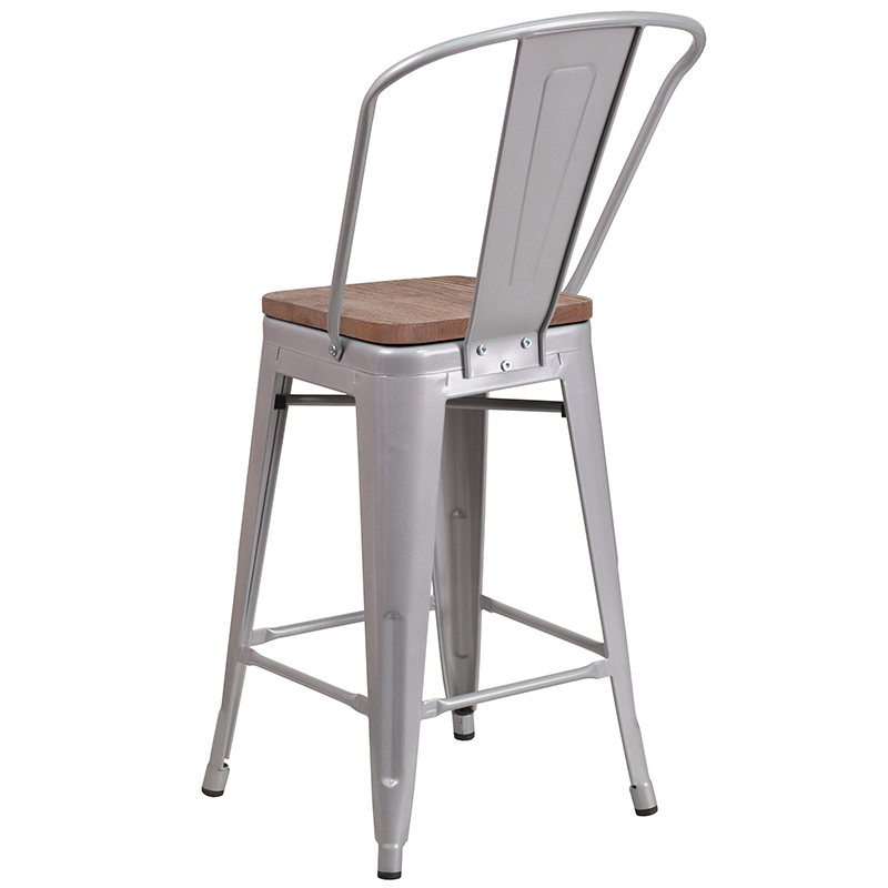 24 Silver Metal Counter Stool