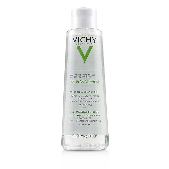 Vichy - Normaderm 3 In 1 Micellar Solution - Cleanses, Removes Make-Up & Soothes Face & Eyes ( For Oily / Sensitive Skin)(200ml/6.7oz)