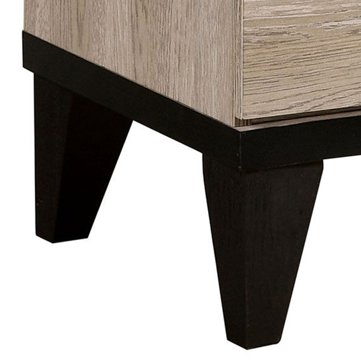 2 Drawer Wooden Nightstand With Grains And Angled Legs, Cream- Saltoro Sherpi