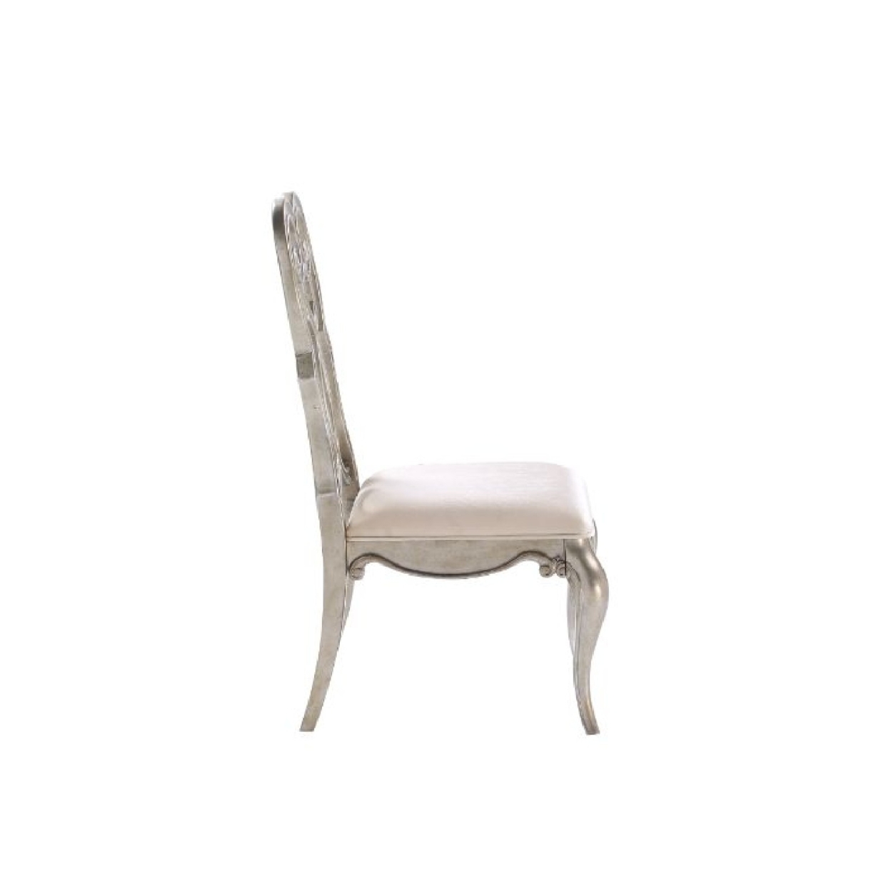 Side Chair With Wooden Scrolled Design Back, Set Of 2, Beige- Saltoro Sherpi