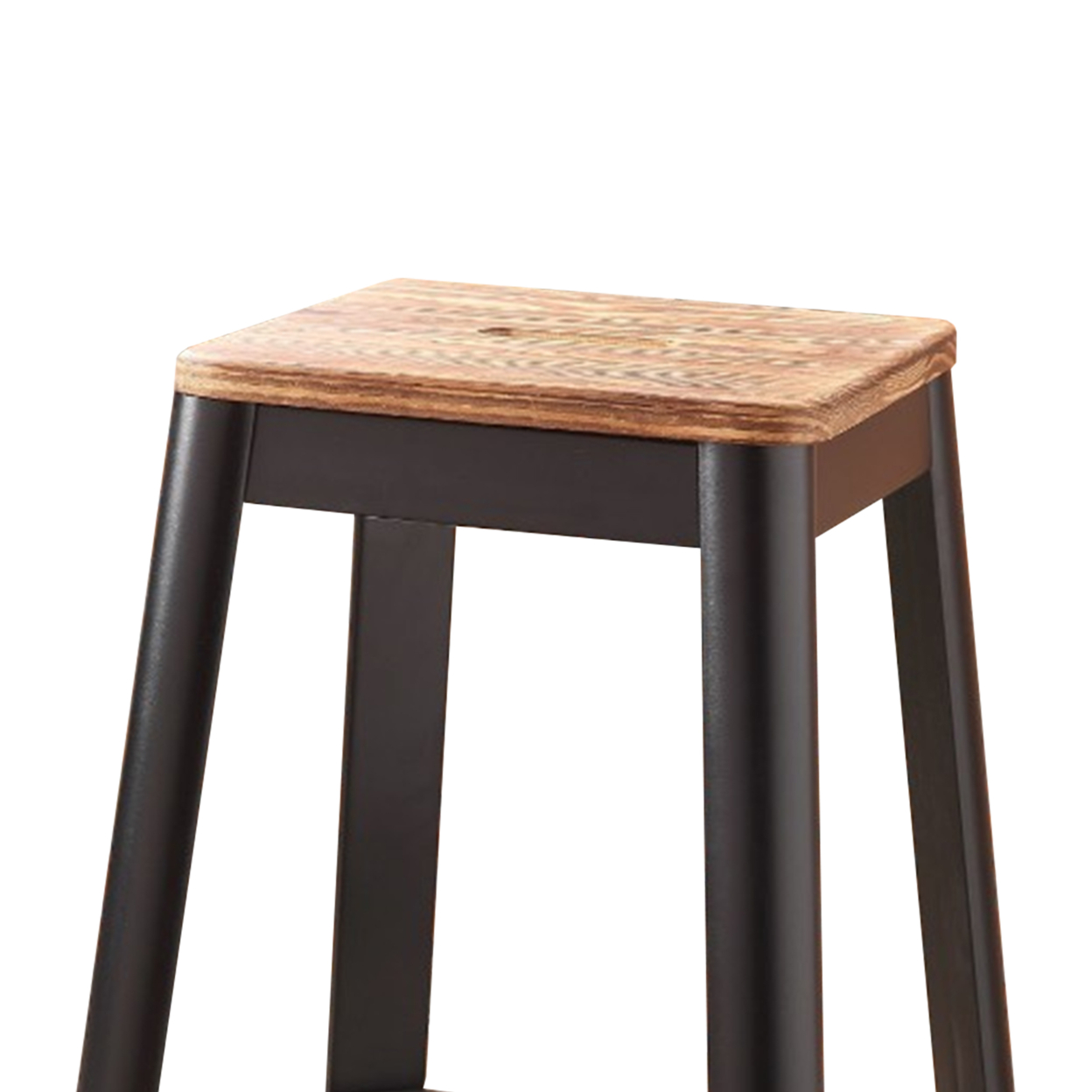 Industrial Style Metal Frame And Wooden Bar Stool, Brown And Black- Saltoro Sherpi