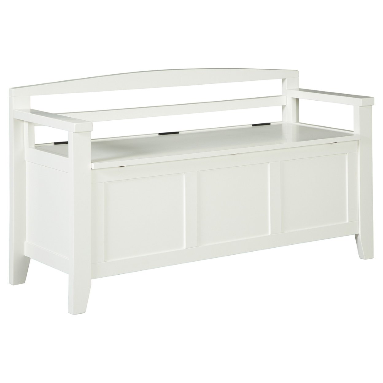 Saltoro Sherpi Transitional Style Wooden Bench with Lift Top Seat, White